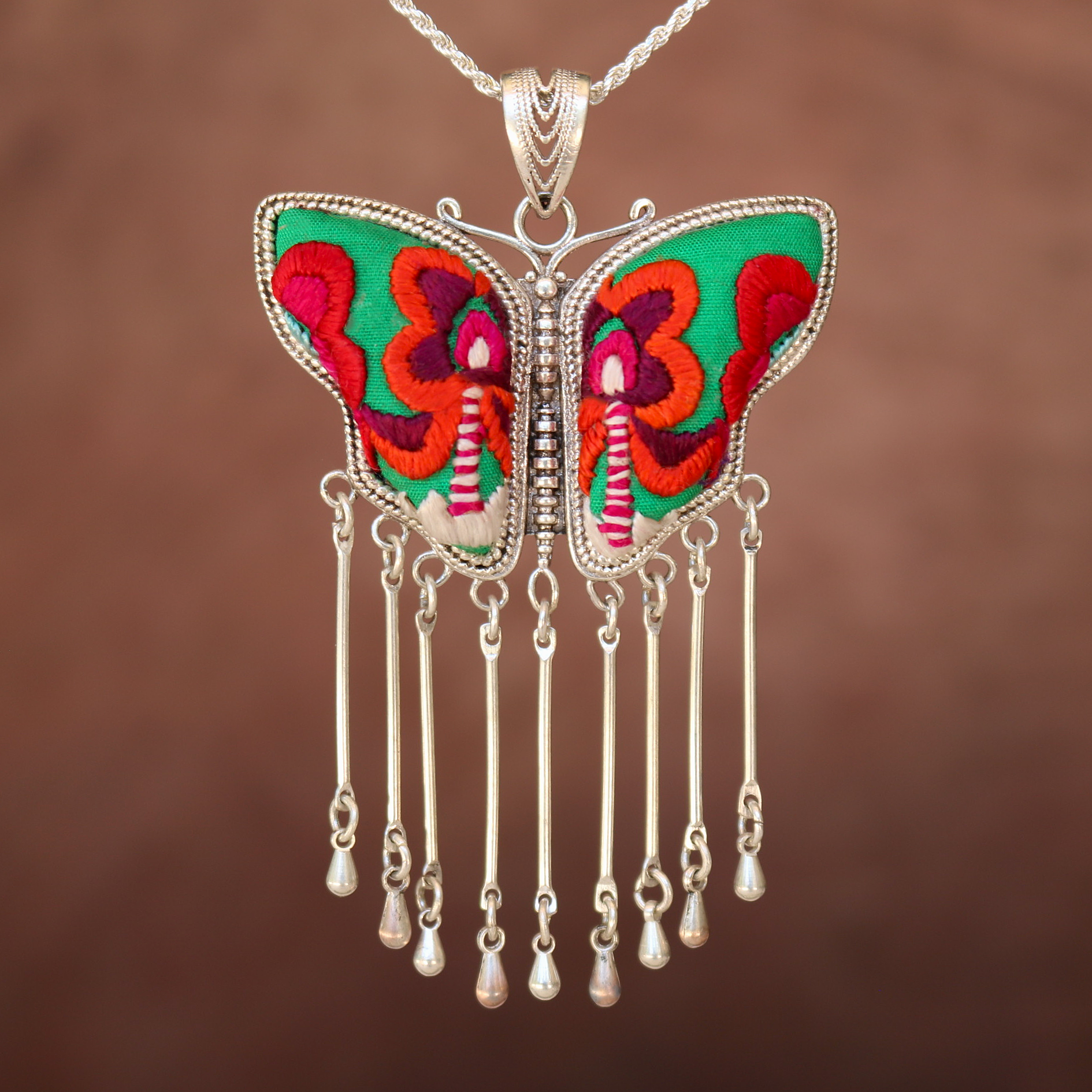 Butterfly Mother’s Whisper Hand Embroidered Necklace