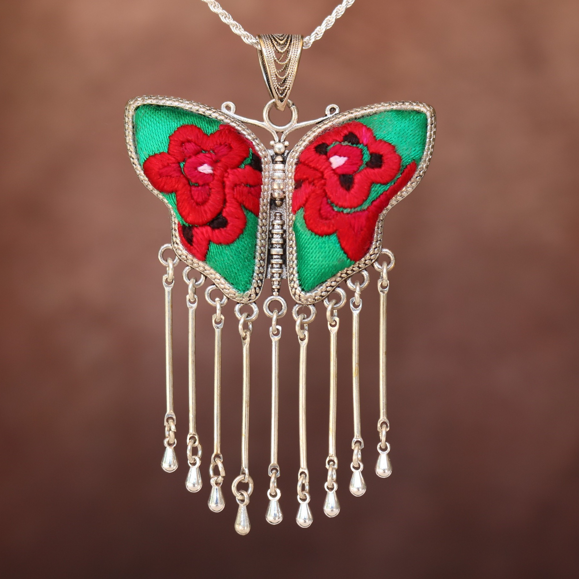 Butterfly Mother’s Whisper Hand Embroidered Necklace