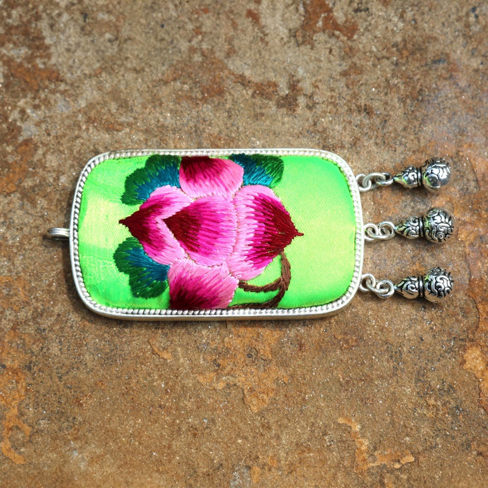 Eternal Fortune Tablet Hand Embroidered Necklace
