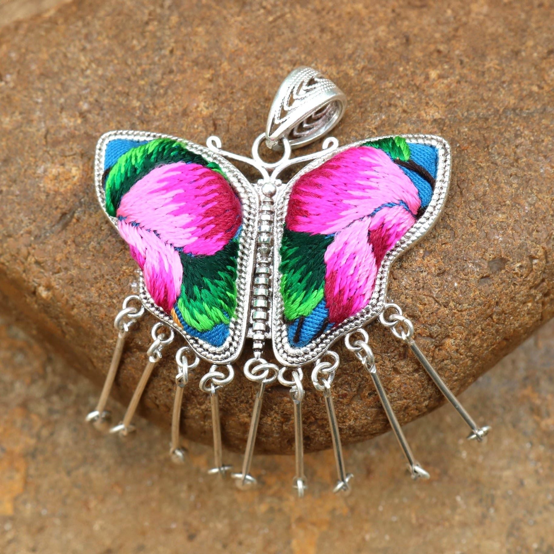 Butterfly Mother’s Whisper Hand Embroidered Necklace