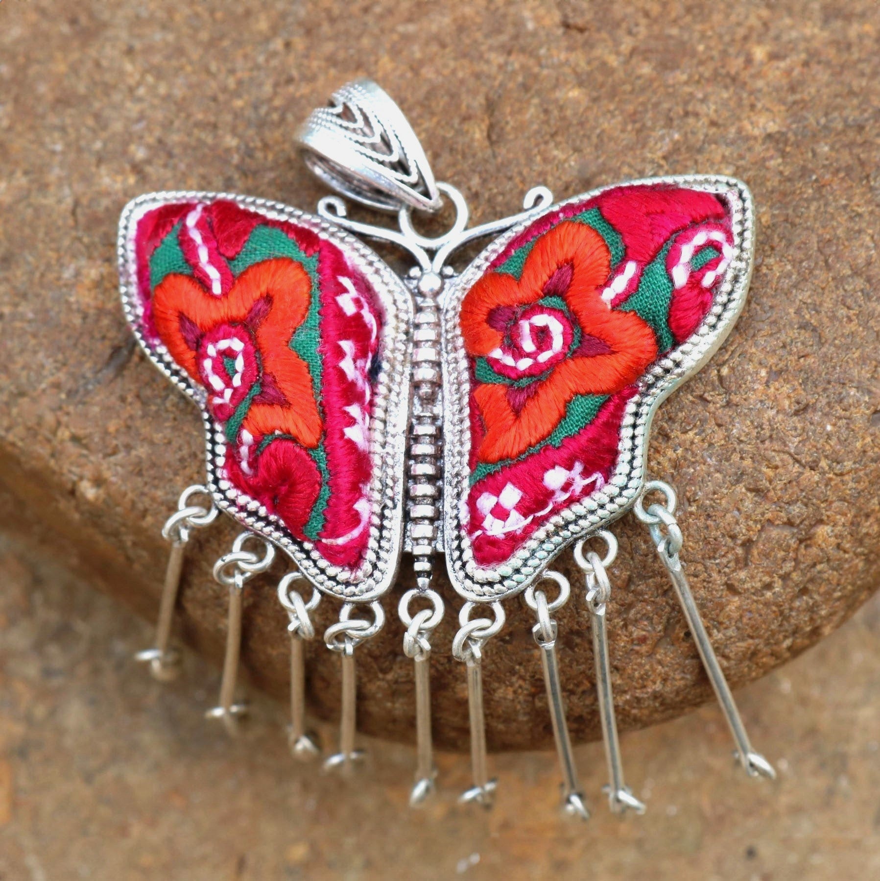 Butterfly Mother’s Whisper Hand Embroidered Necklace