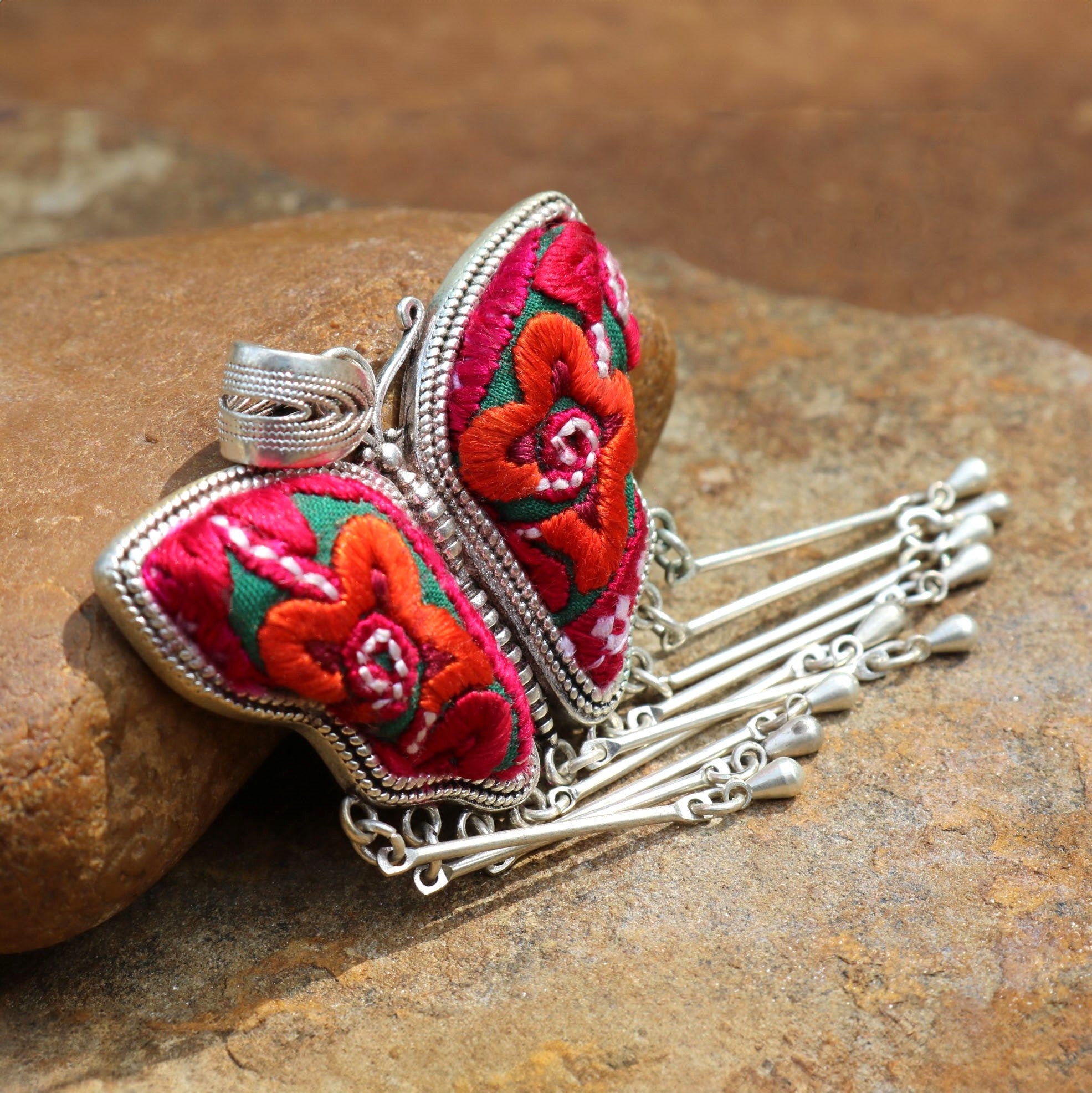 Butterfly Mother’s Whisper Hand Embroidered Necklace