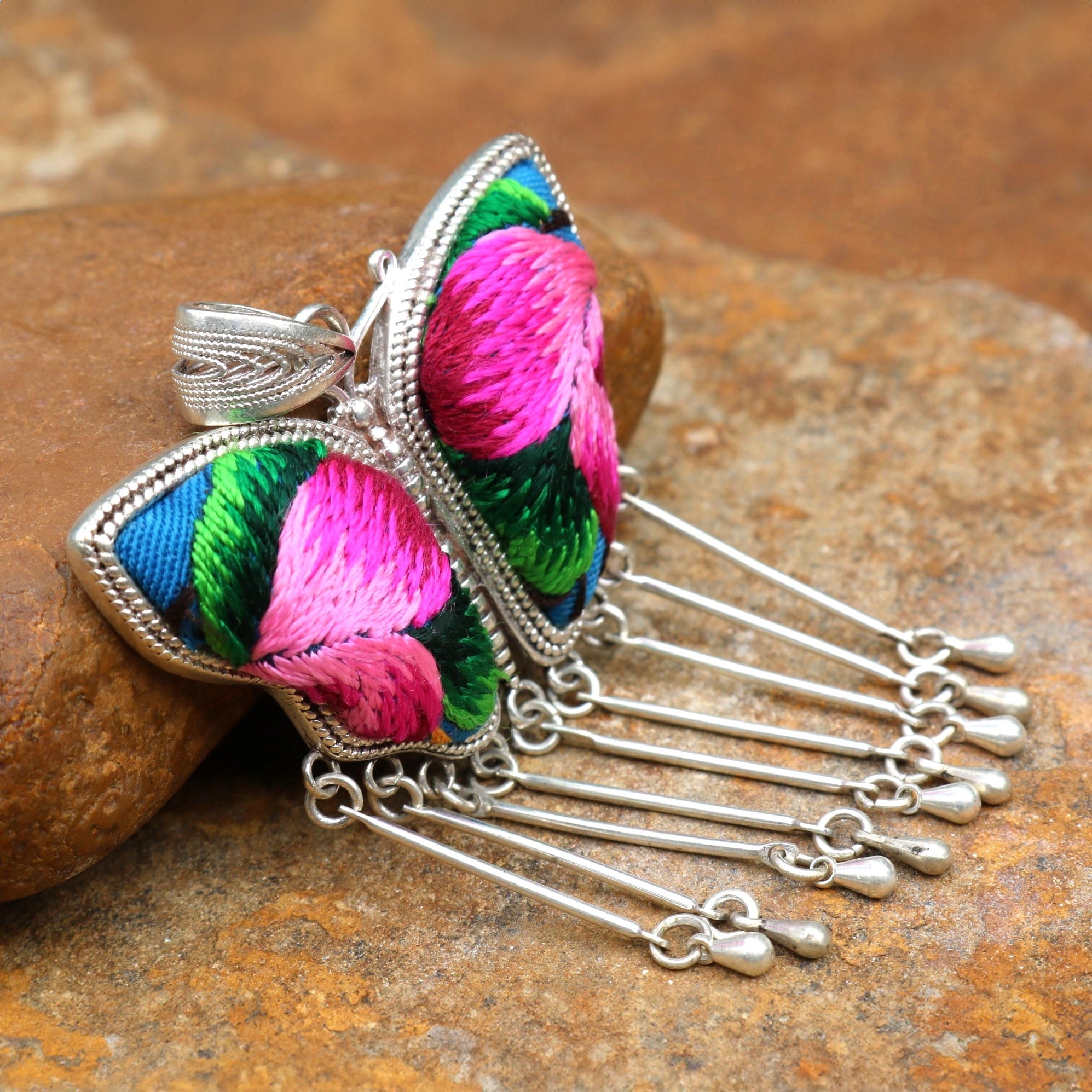 Butterfly Mother’s Whisper Hand Embroidered Necklace