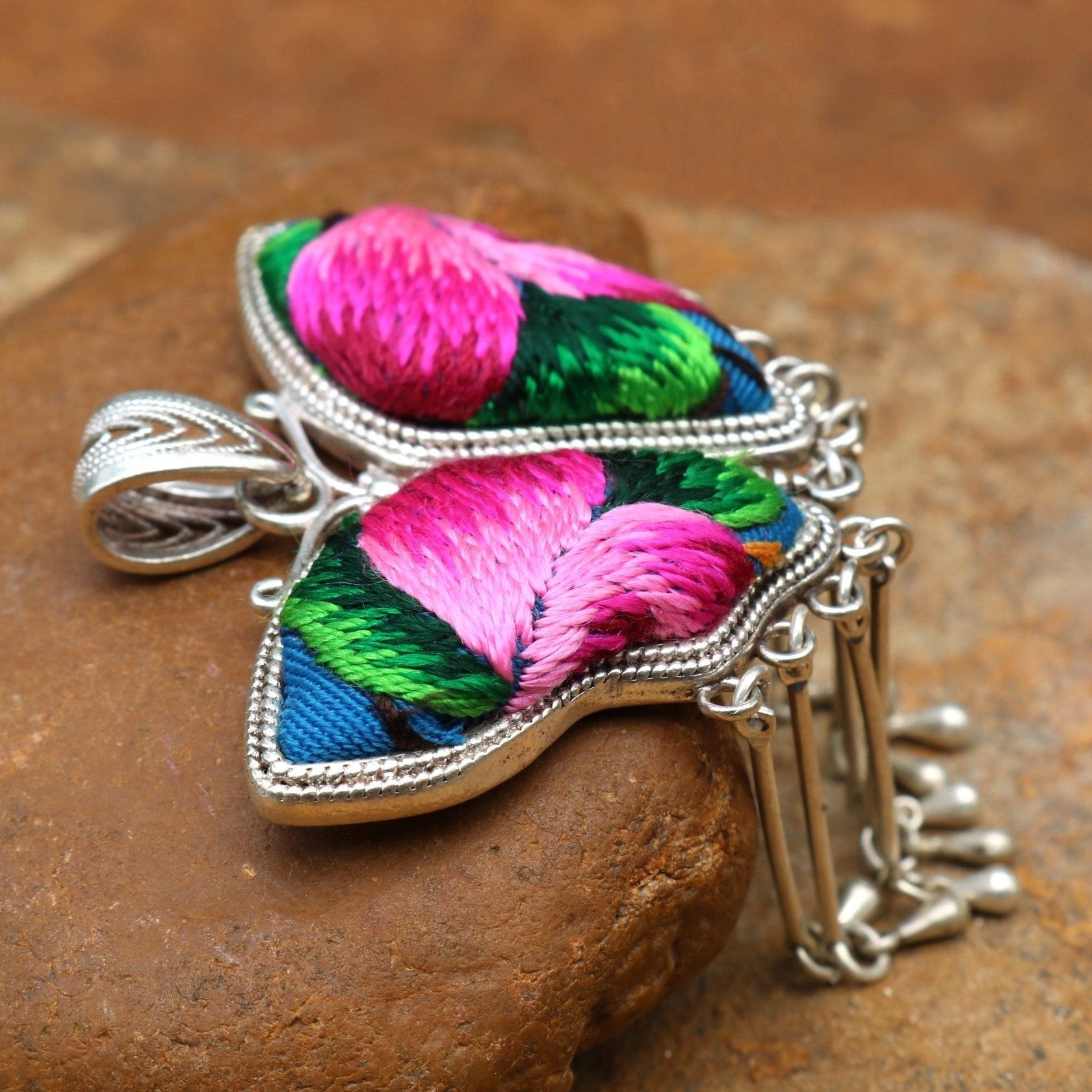 Butterfly Mother’s Whisper Hand Embroidered Necklace