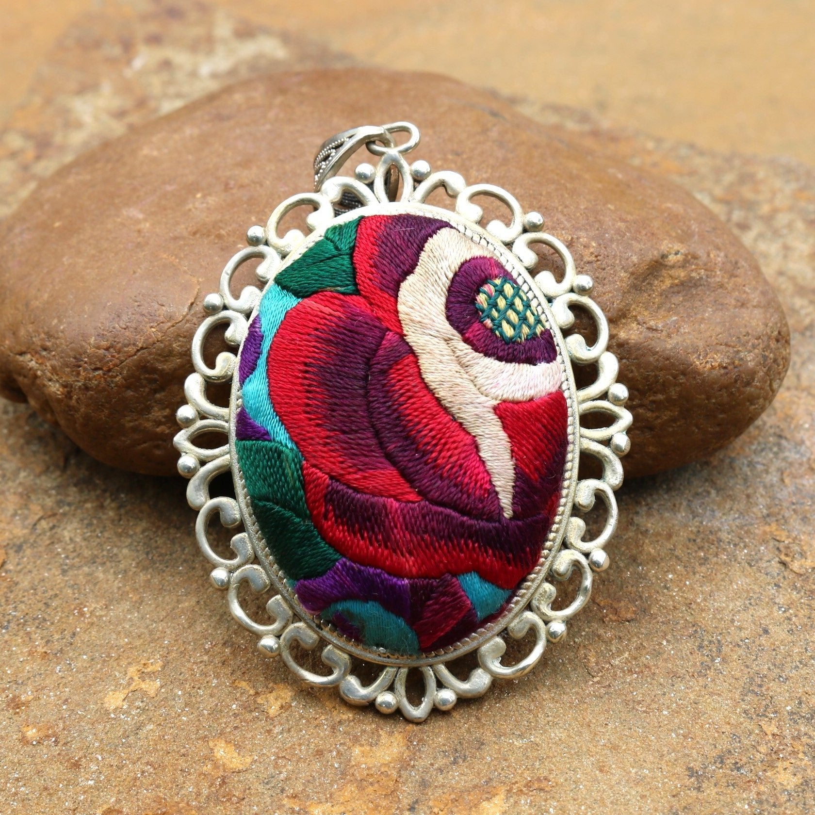 Harmony in Bloom Hand Embroidered Necklace