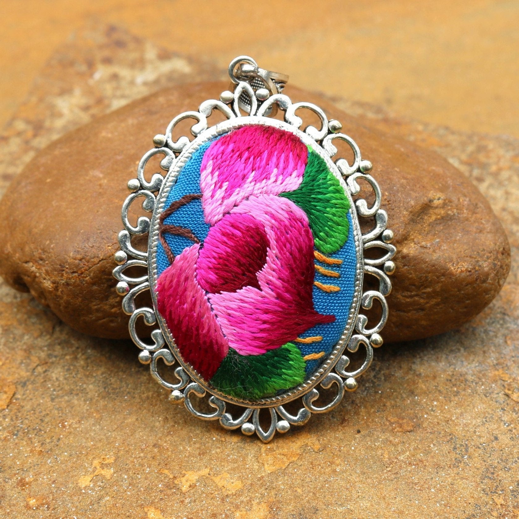 Harmony in Bloom Hand Embroidered Necklace
