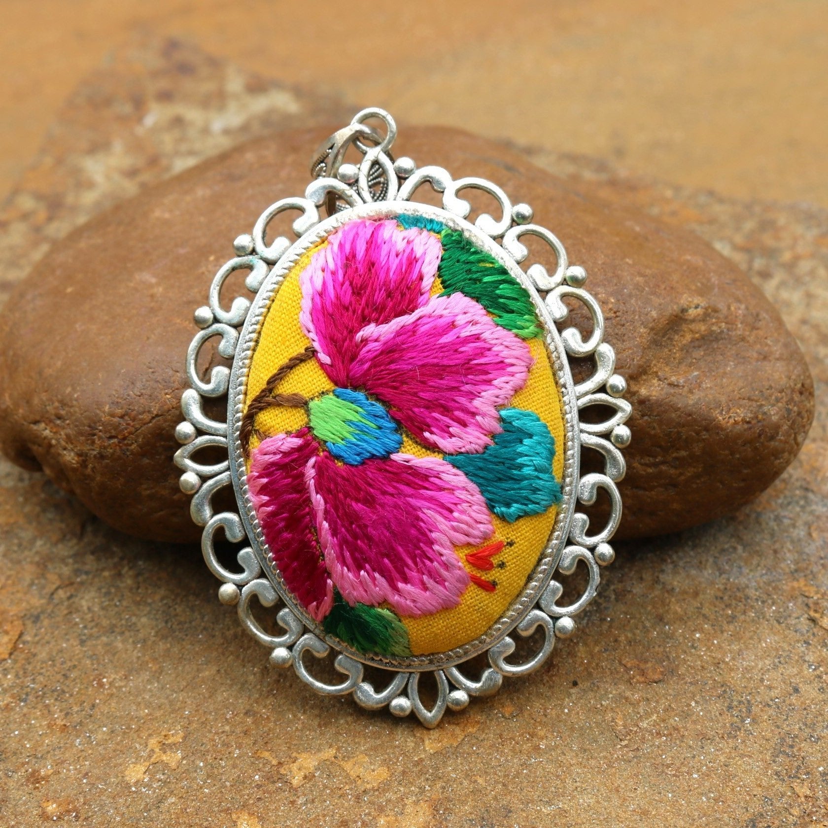 Harmony in Bloom Hand Embroidered Necklace