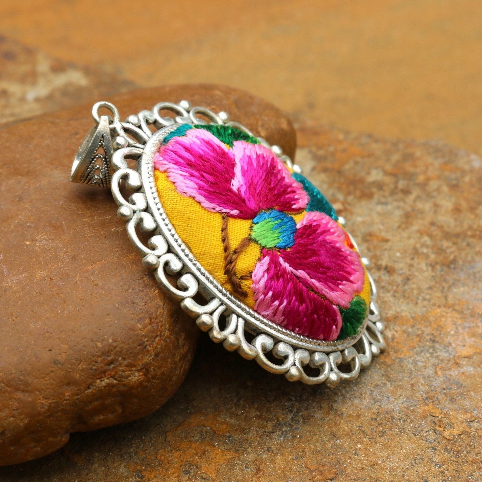 Harmony in Bloom Hand Embroidered Necklace