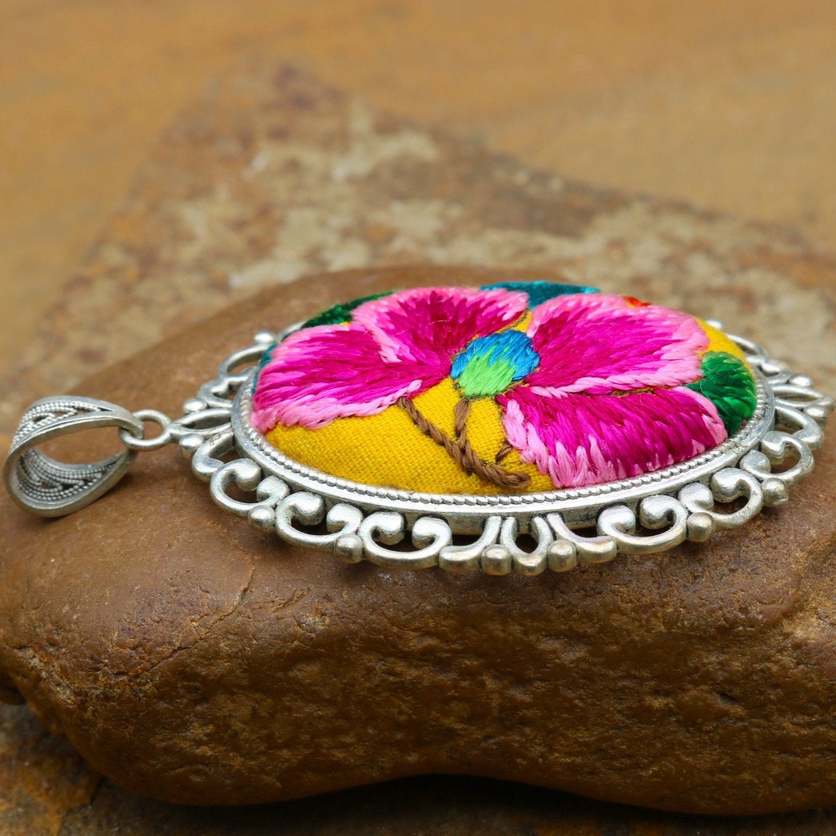 Harmony in Bloom Hand Embroidered Necklace