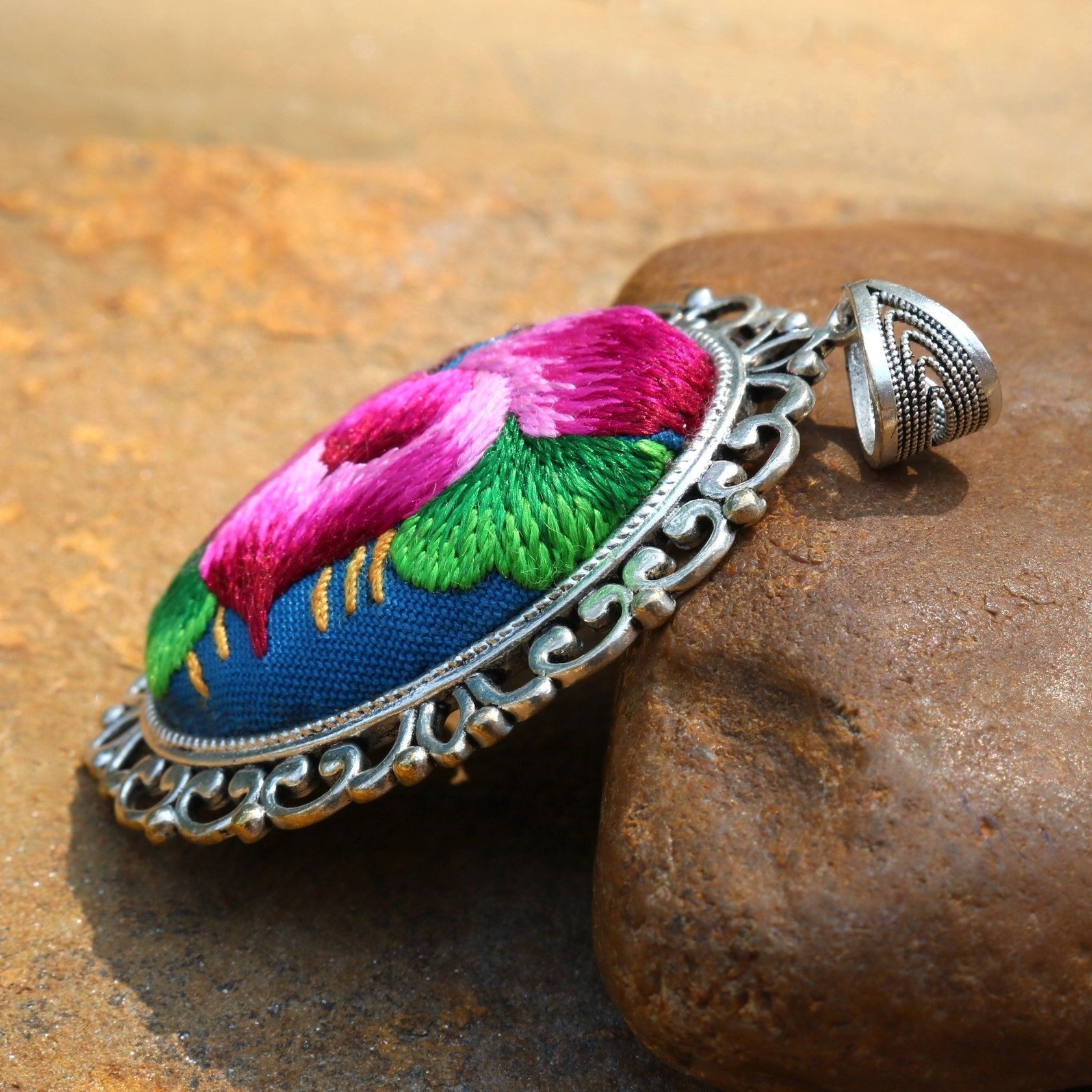 Harmony in Bloom Hand Embroidered Necklace