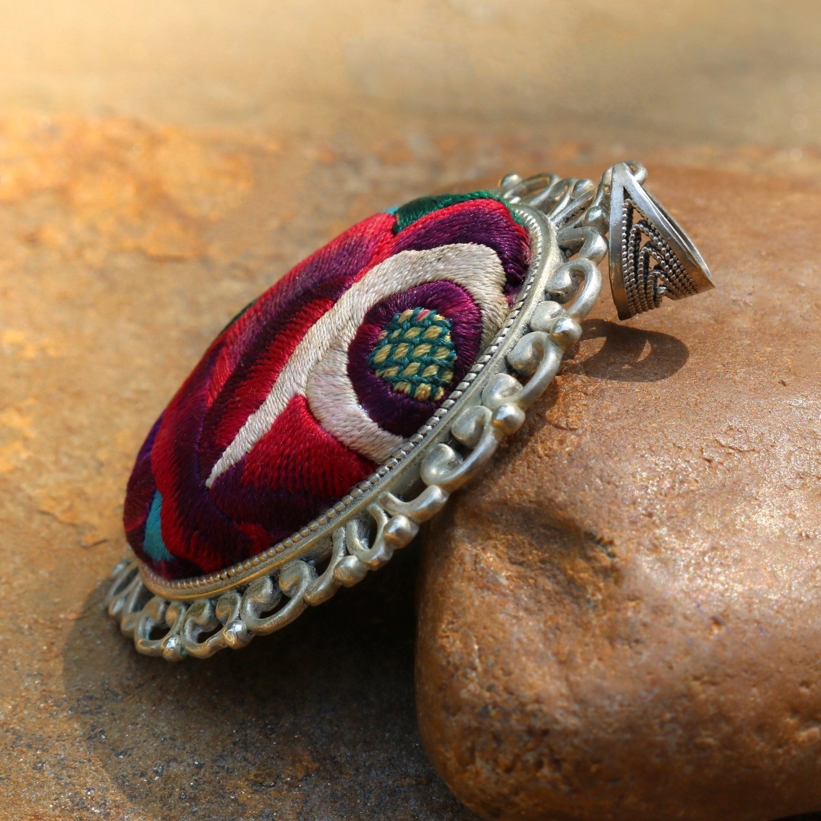 Harmony in Bloom Hand Embroidered Necklace