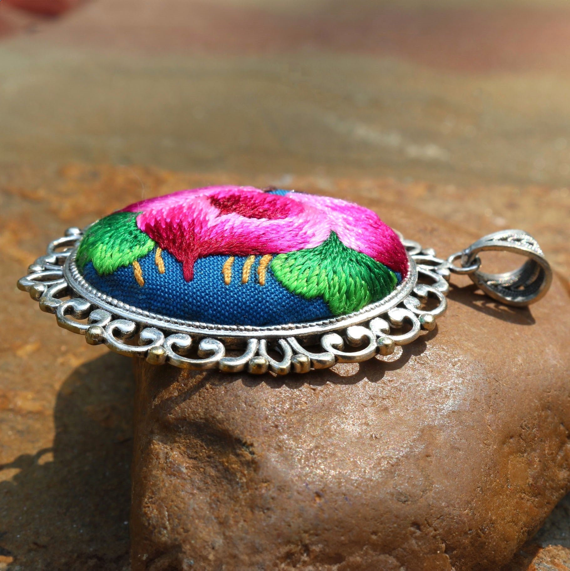 Harmony in Bloom Hand Embroidered Necklace