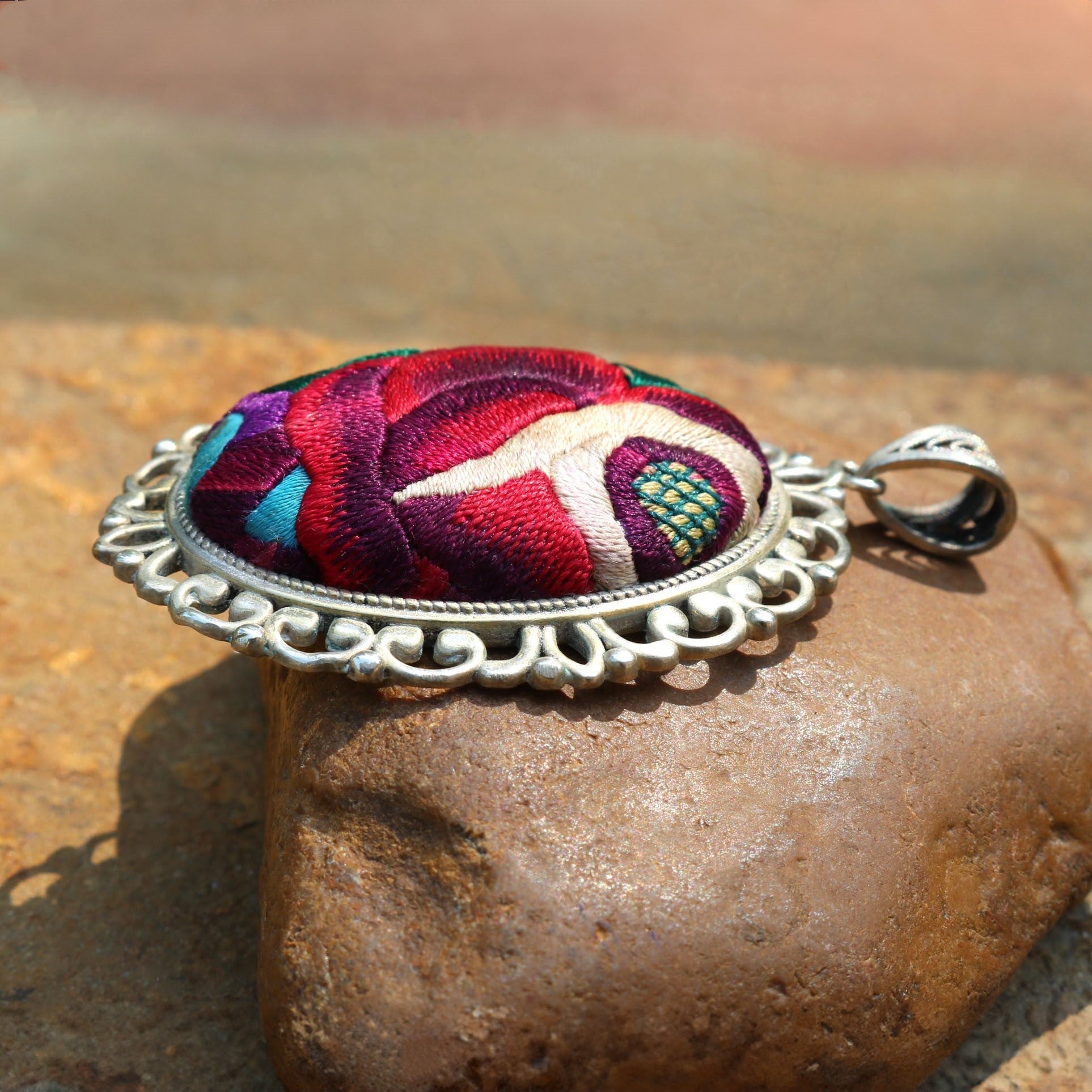 Harmony in Bloom Hand Embroidered Necklace