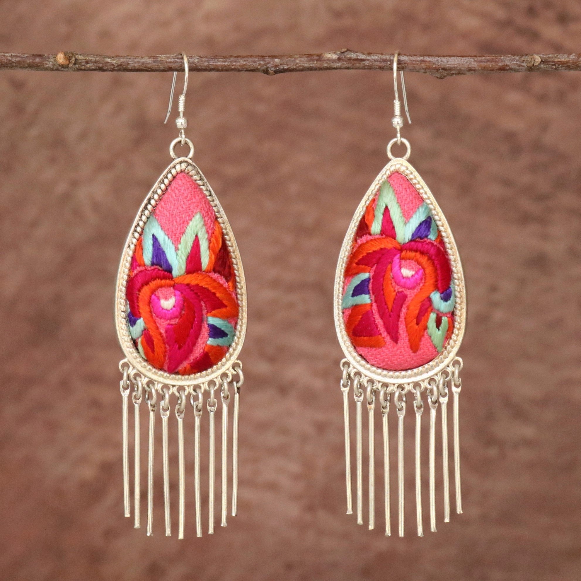 Raindrops Tassel Hand Embroidered Earrings