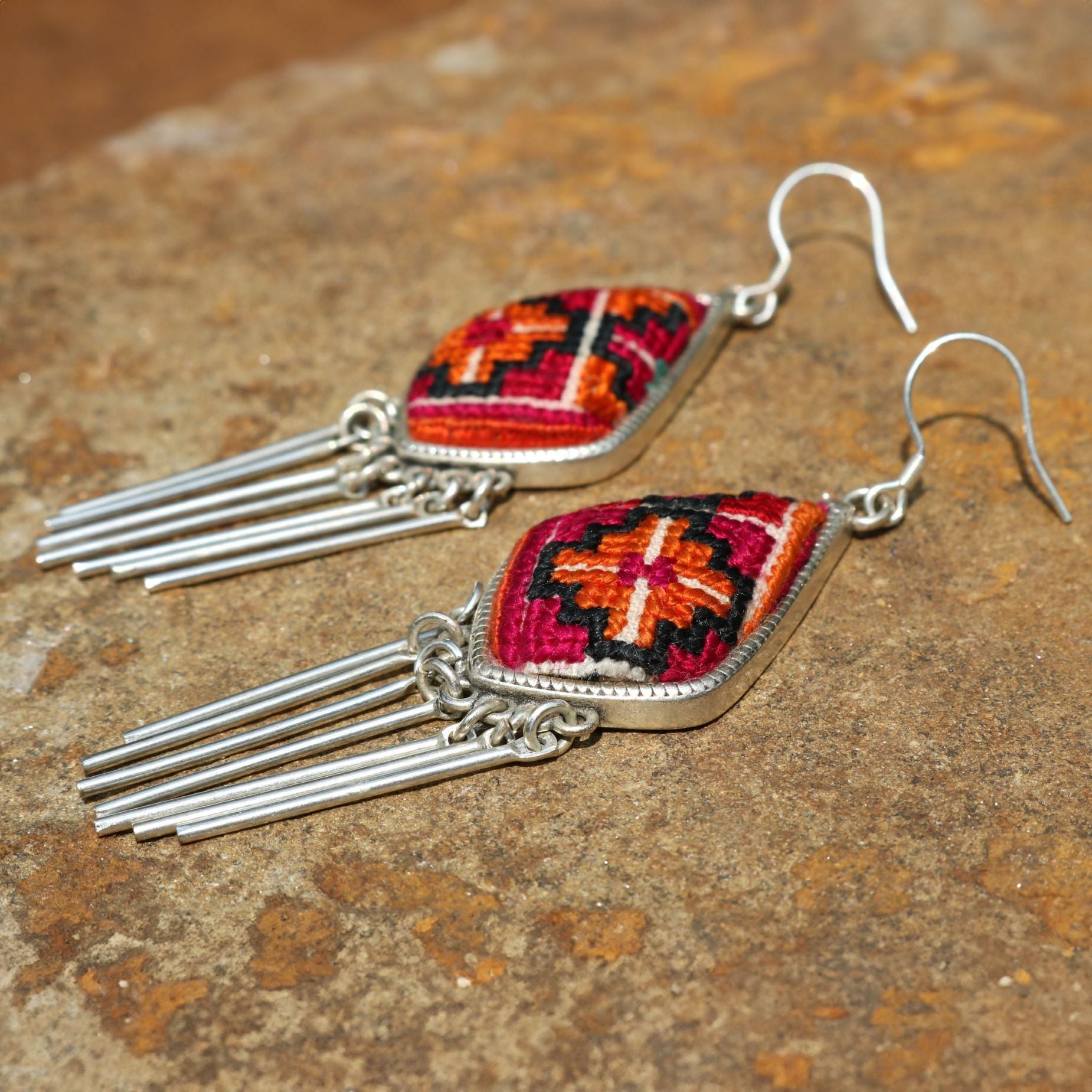 Blink and Bliss Hand Embroidered Tassel Earrings