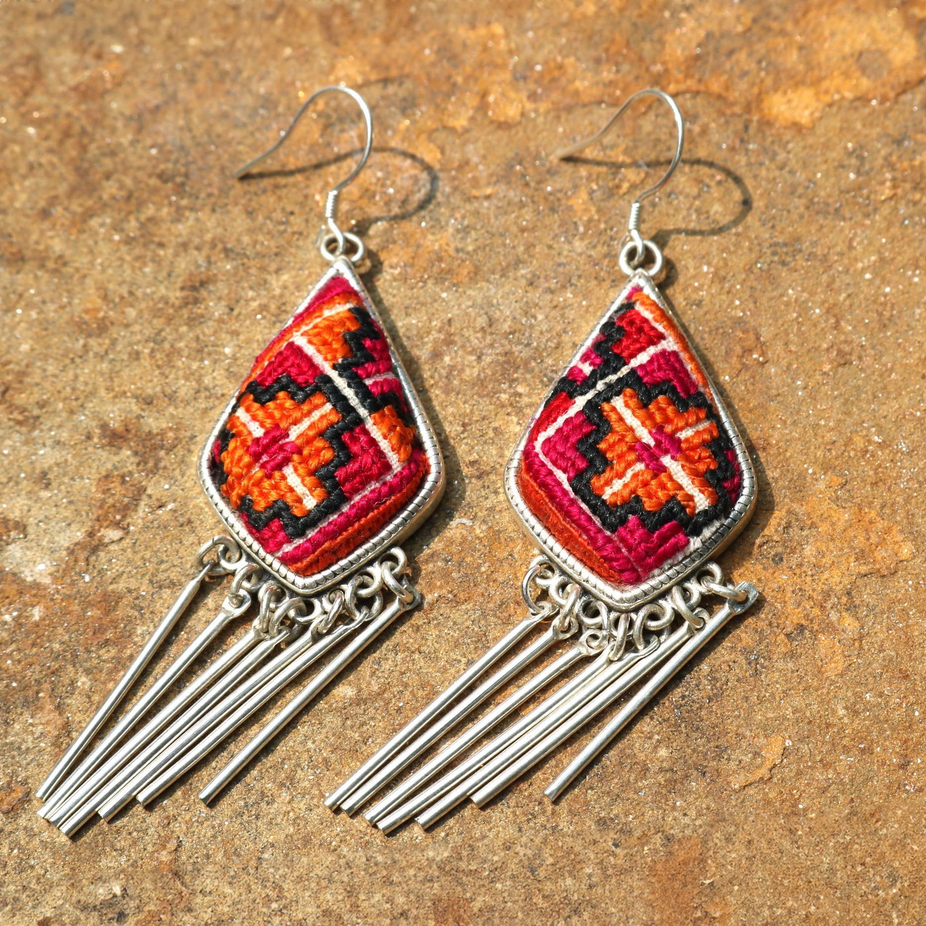 Blink and Bliss Hand Embroidered Tassel Earrings