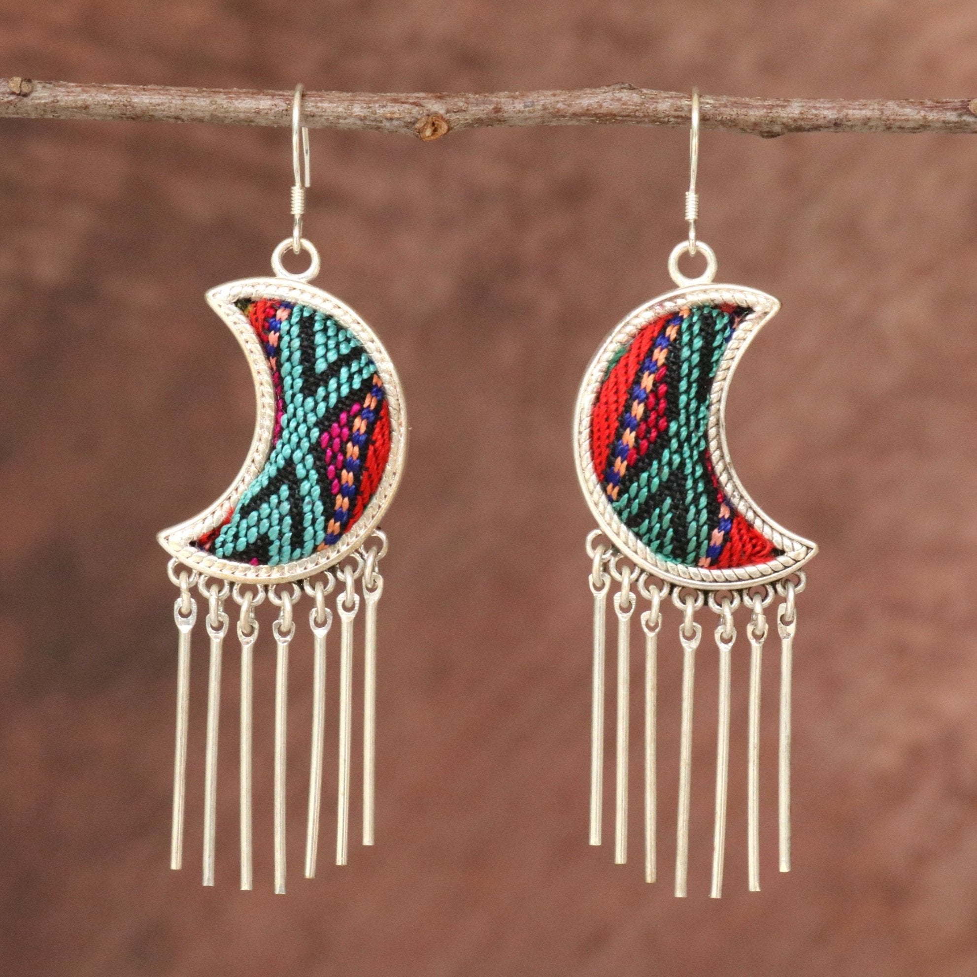 Moonlight Hand Embroidered Tassel Earrings