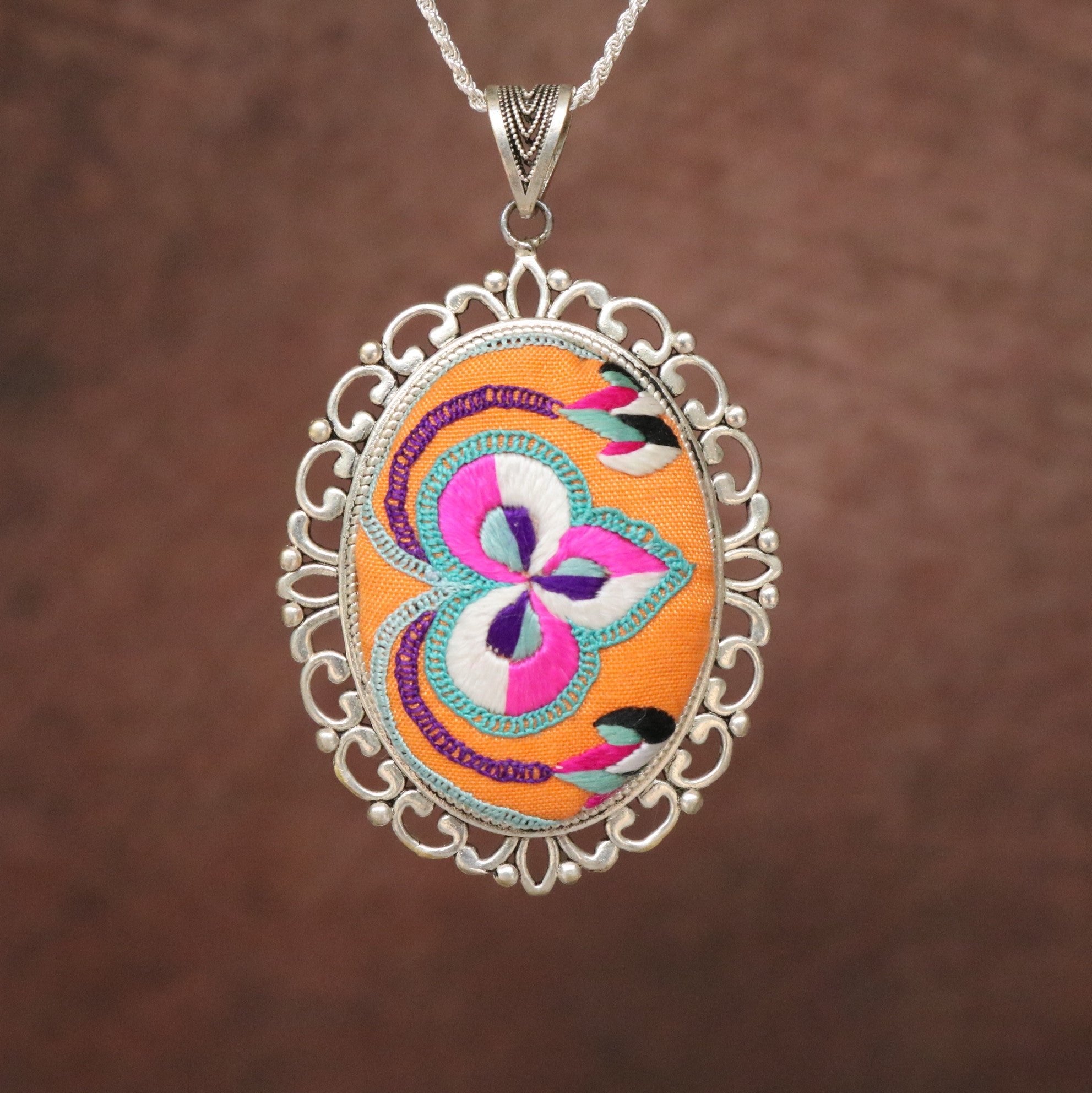 Harmony in Bloom Hand Embroidered Necklace