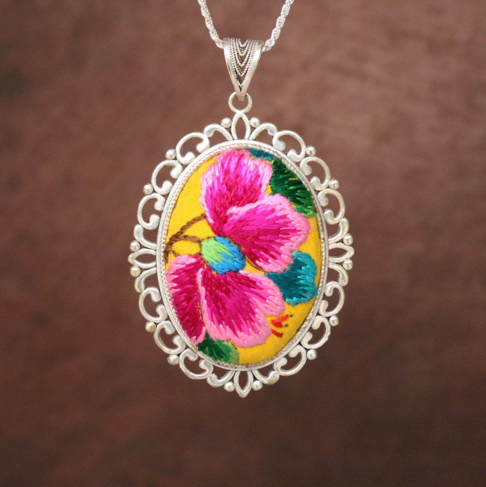 Harmony in Bloom Hand Embroidered Necklace