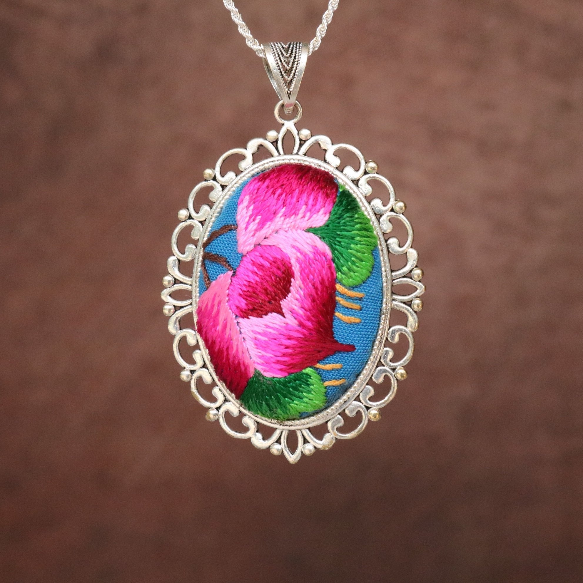 Harmony in Bloom Hand Embroidered Necklace