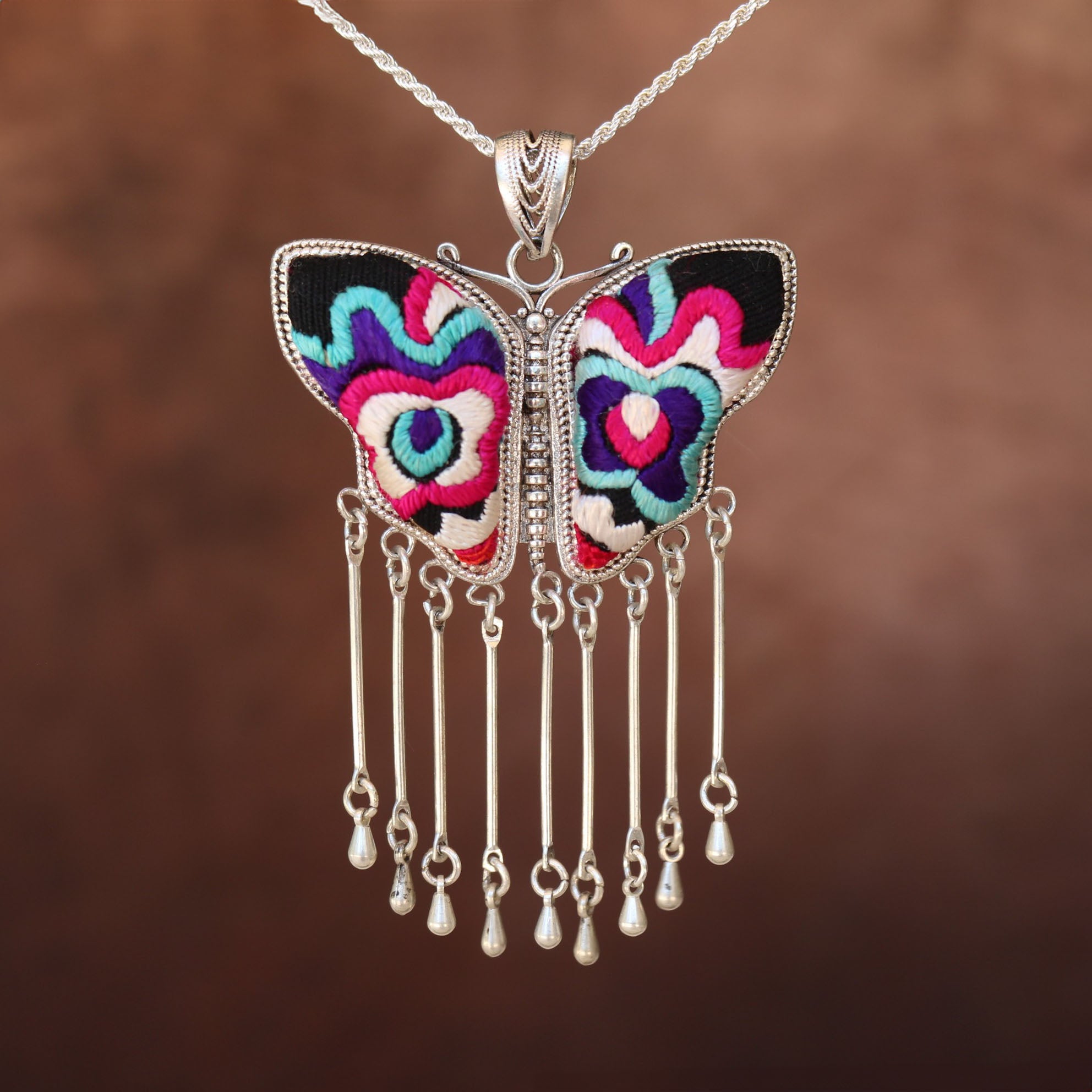 Butterfly Mother’s Whisper Hand Embroidered Necklace