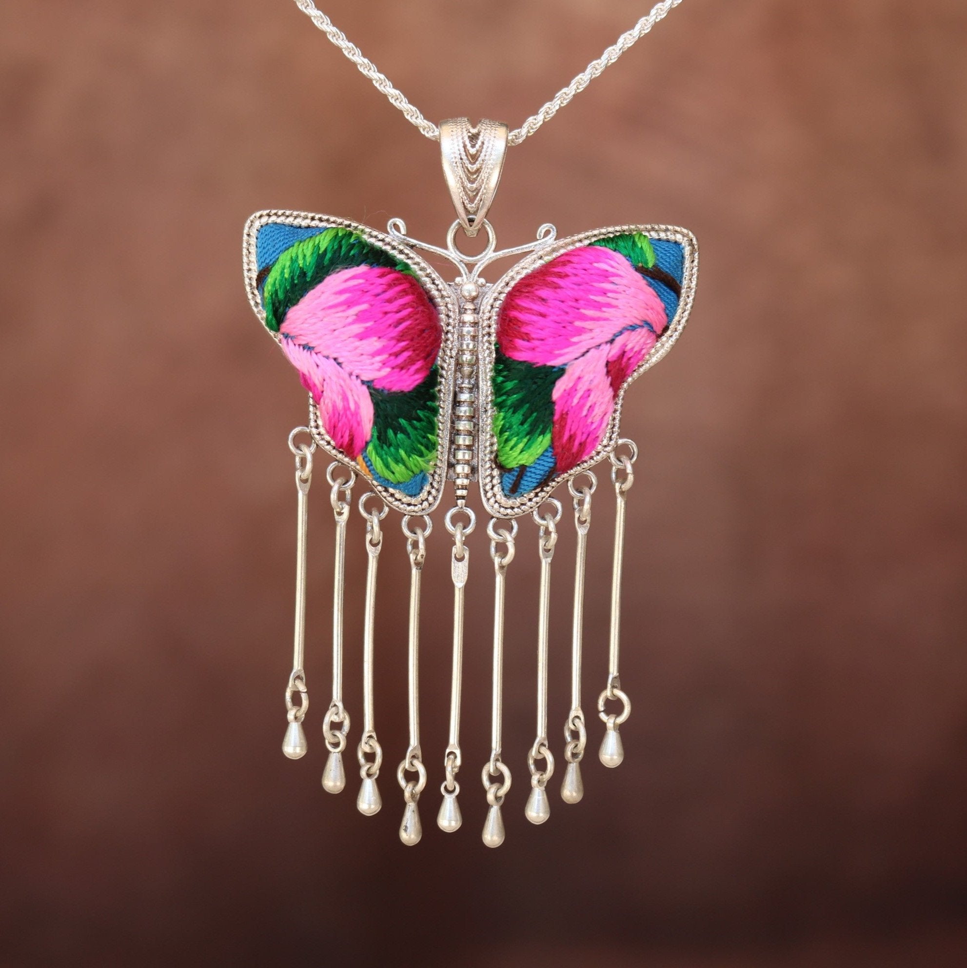 Butterfly Mother’s Whisper Hand Embroidered Necklace