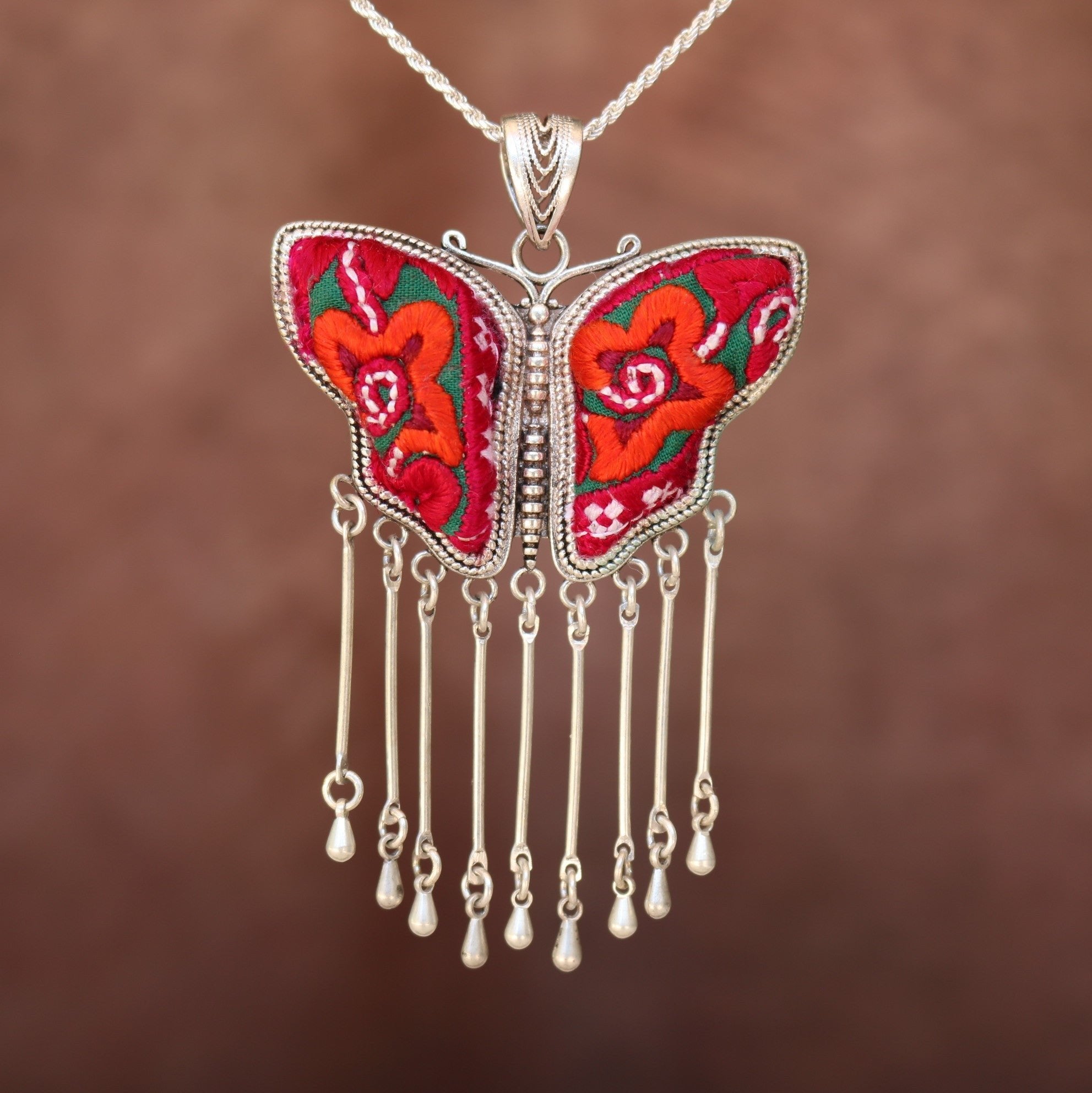 Butterfly Mother’s Whisper Hand Embroidered Necklace