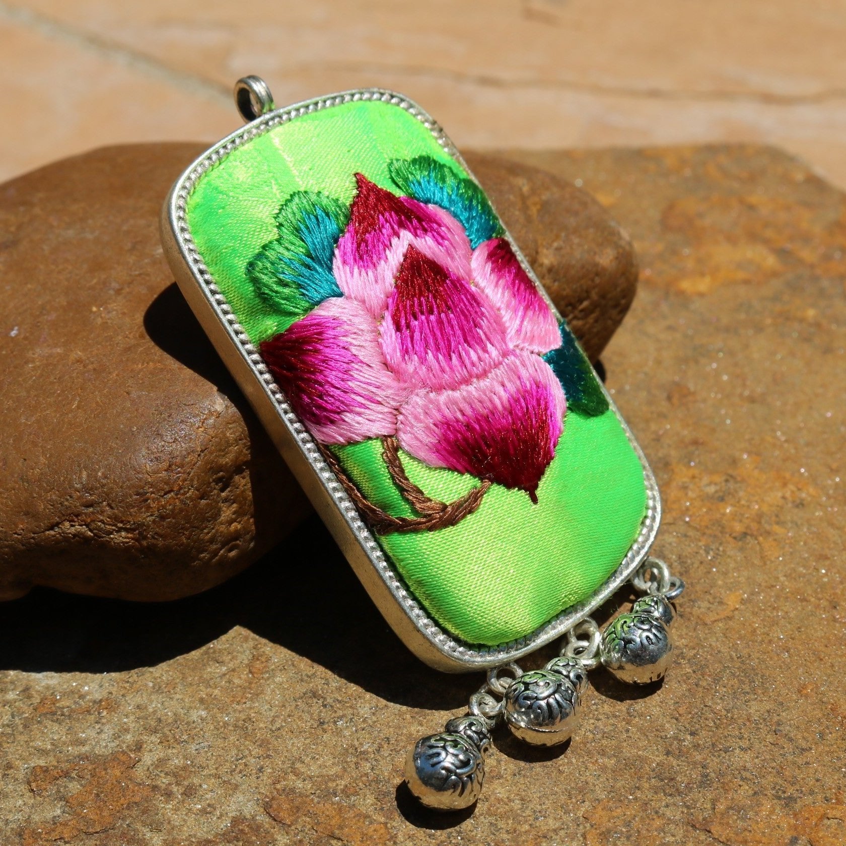 Eternal Fortune Tablet Hand Embroidered Necklace