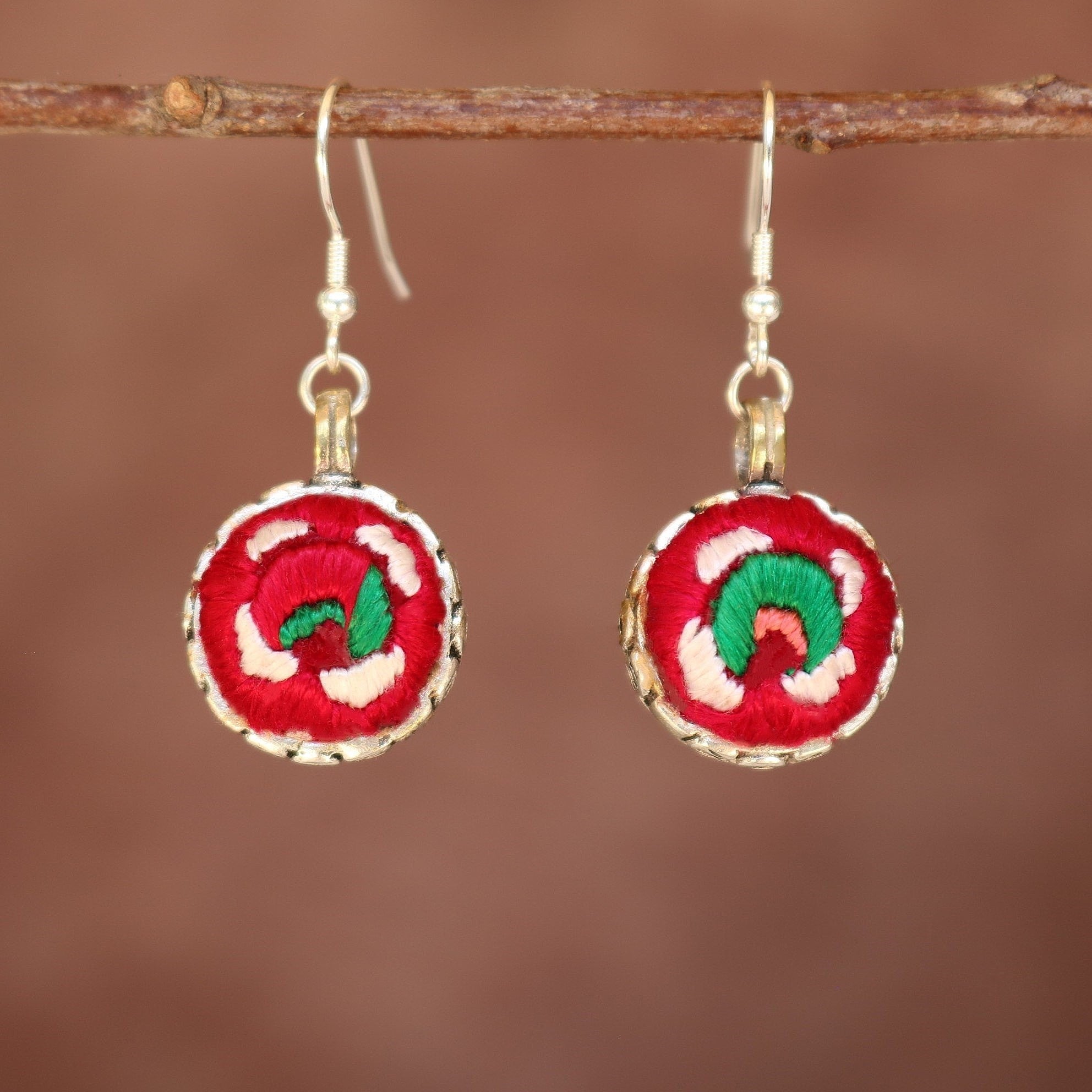 Serenity Circle Hand Embroidered Ball Earrings