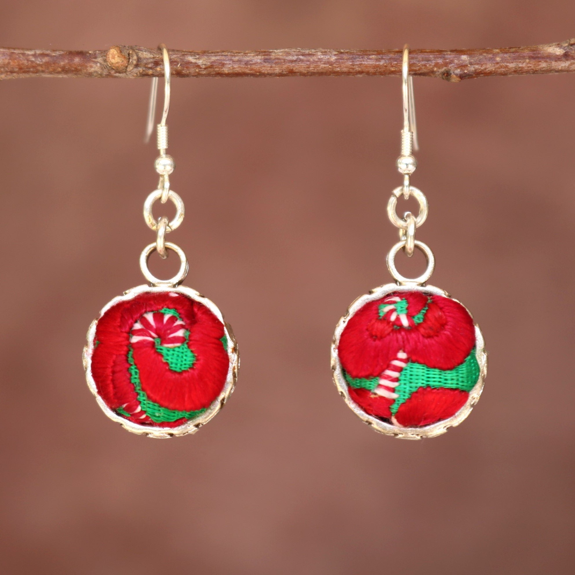 Serenity Circle Hand Embroidered Ball Earrings