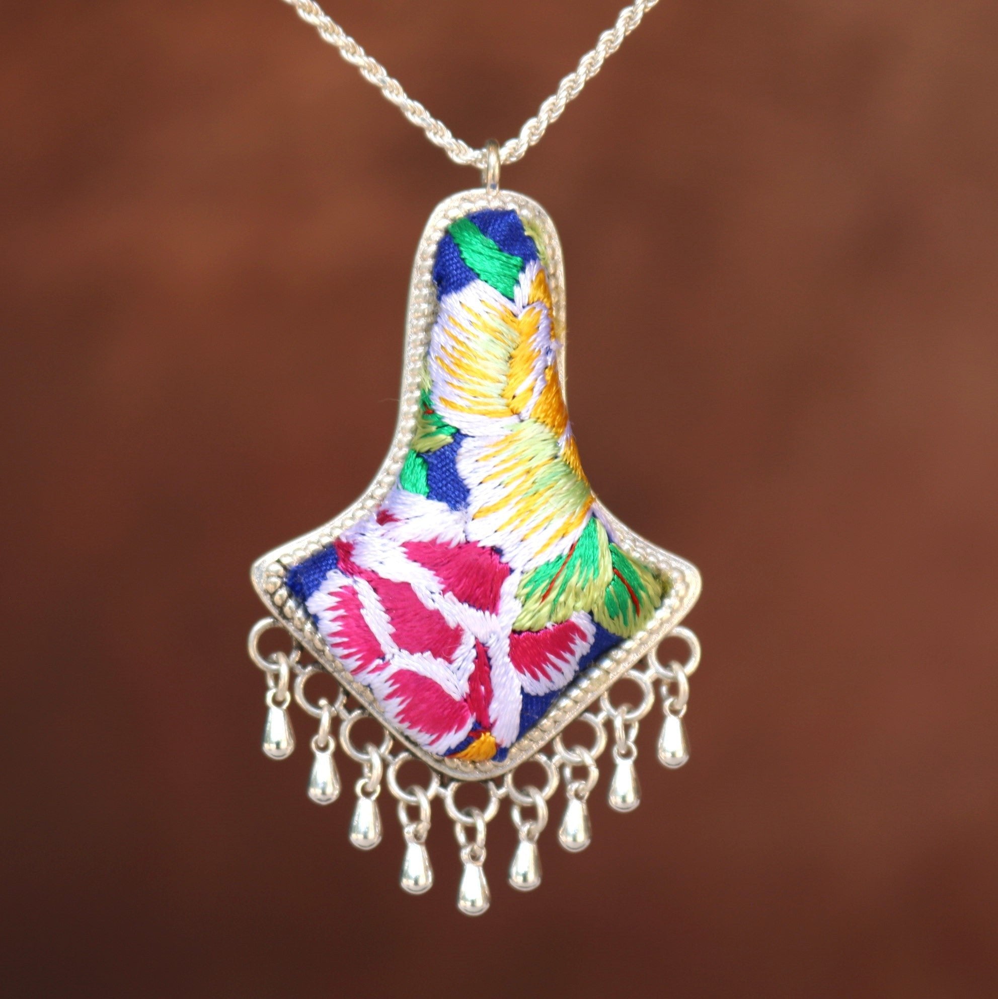 Harmony Bell Hand Embroidered Necklace