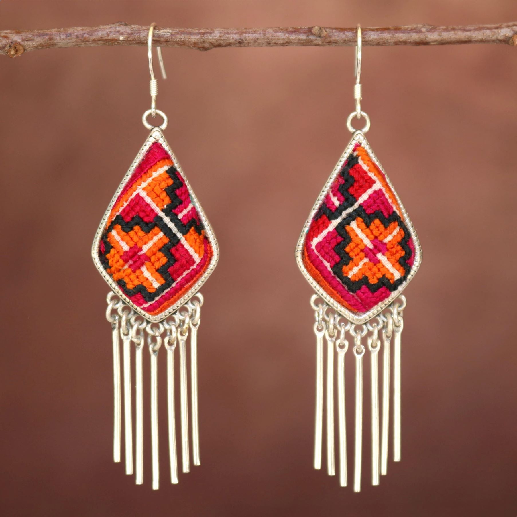 Blink and Bliss Hand Embroidered Tassel Earrings
