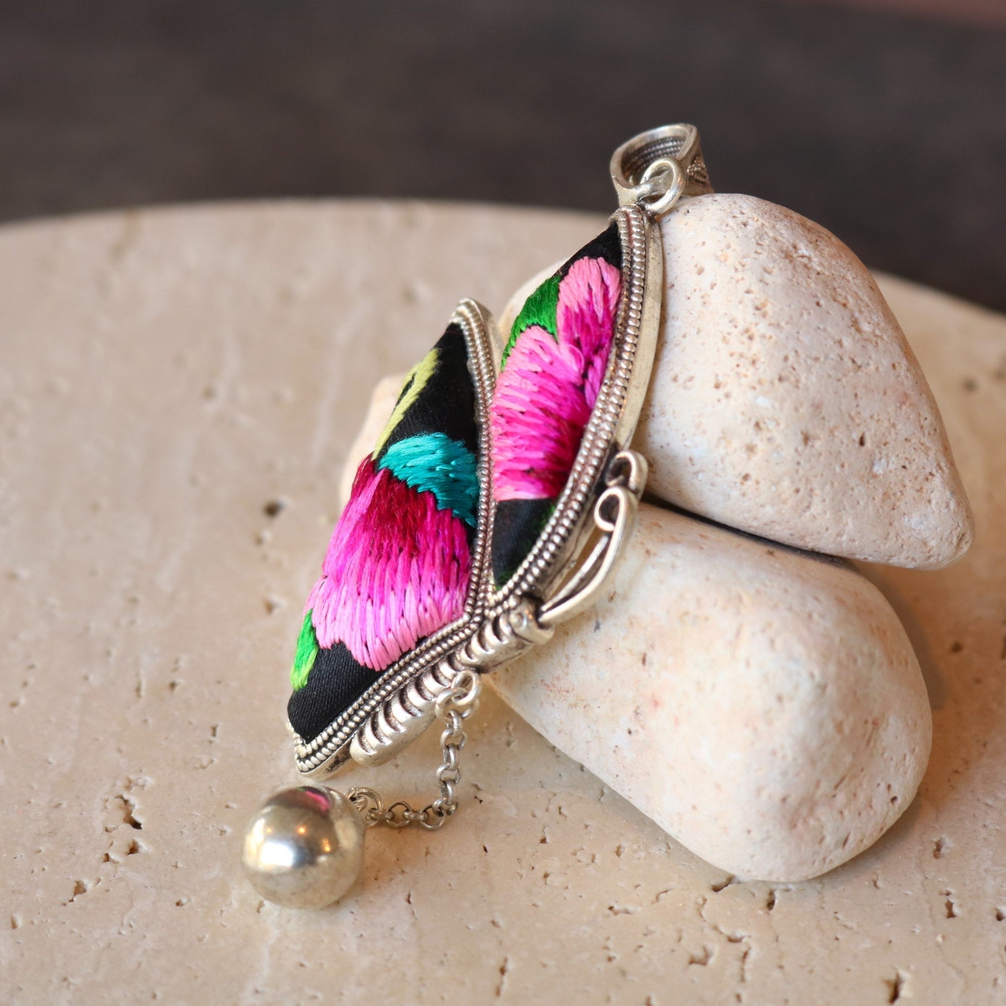 Wings of Solace Hand Embroidered Butterfly Necklace