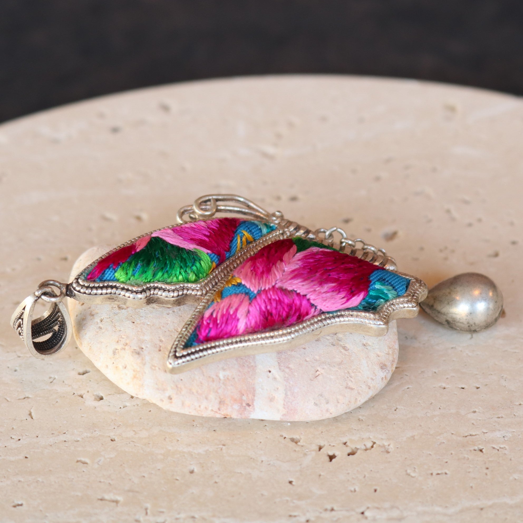 Wings of Solace Hand Embroidered Butterfly Necklace