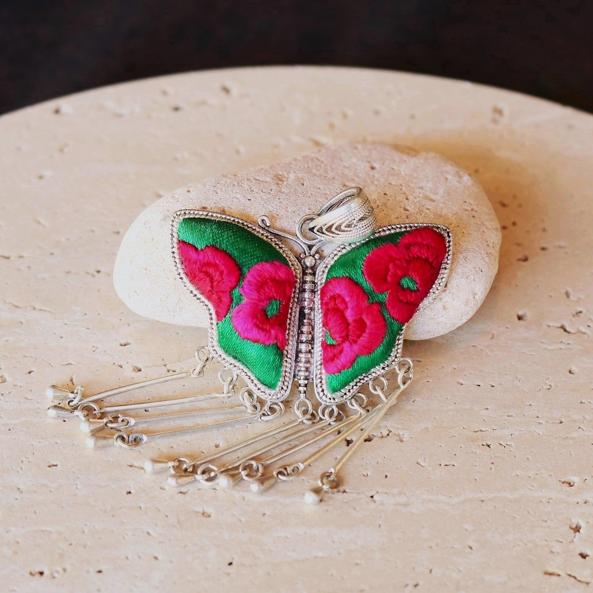 Butterfly Mother’s Whisper Hand Embroidered Necklace