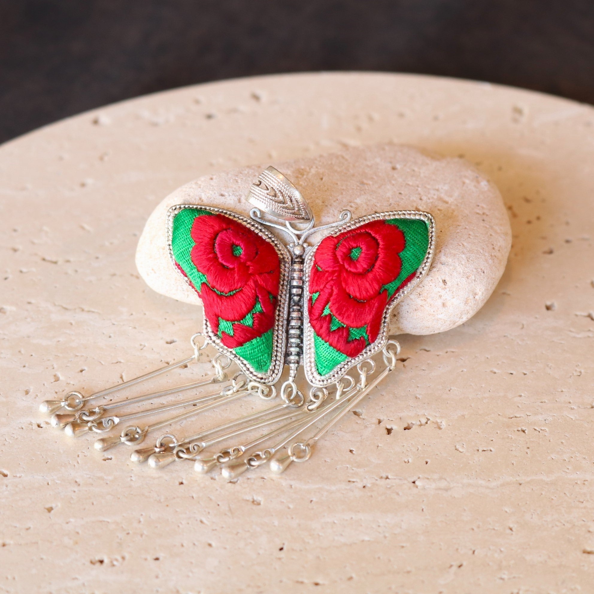 Butterfly Mother’s Whisper Hand Embroidered Necklace