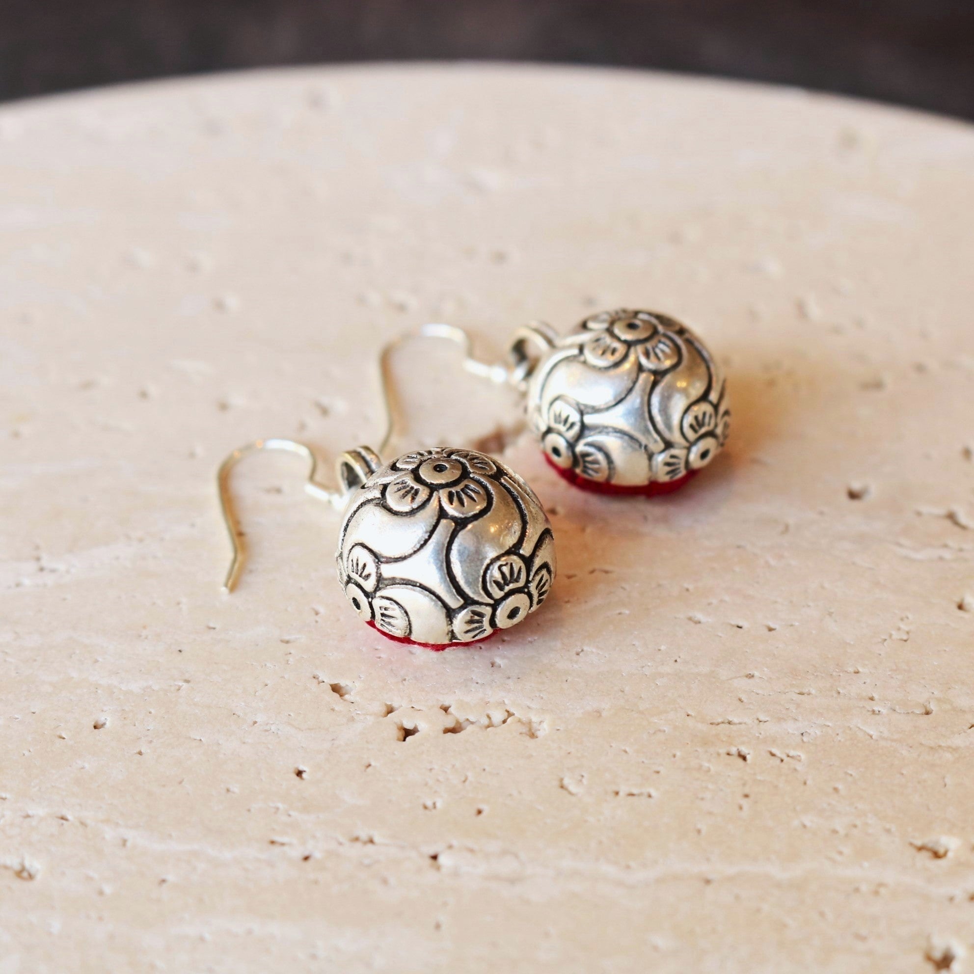 Serenity Circle Hand Embroidered Ball Earrings
