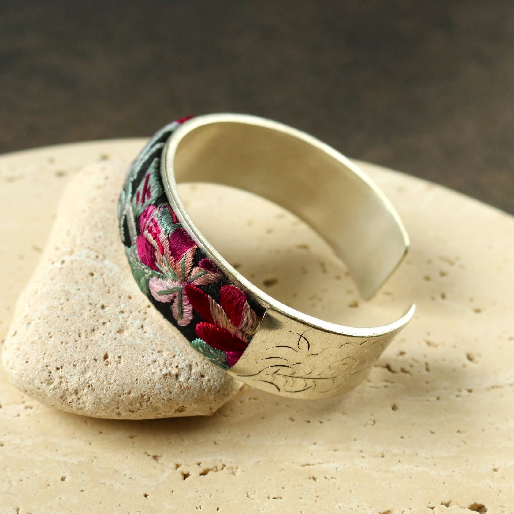 Hand-embroidered Cuff Bracelet of Benevolence