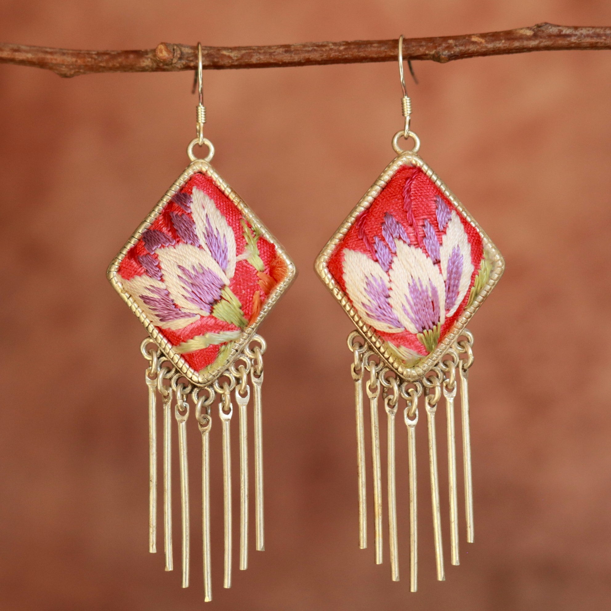 Dazzling Diva Embroidered Tassel Earrings