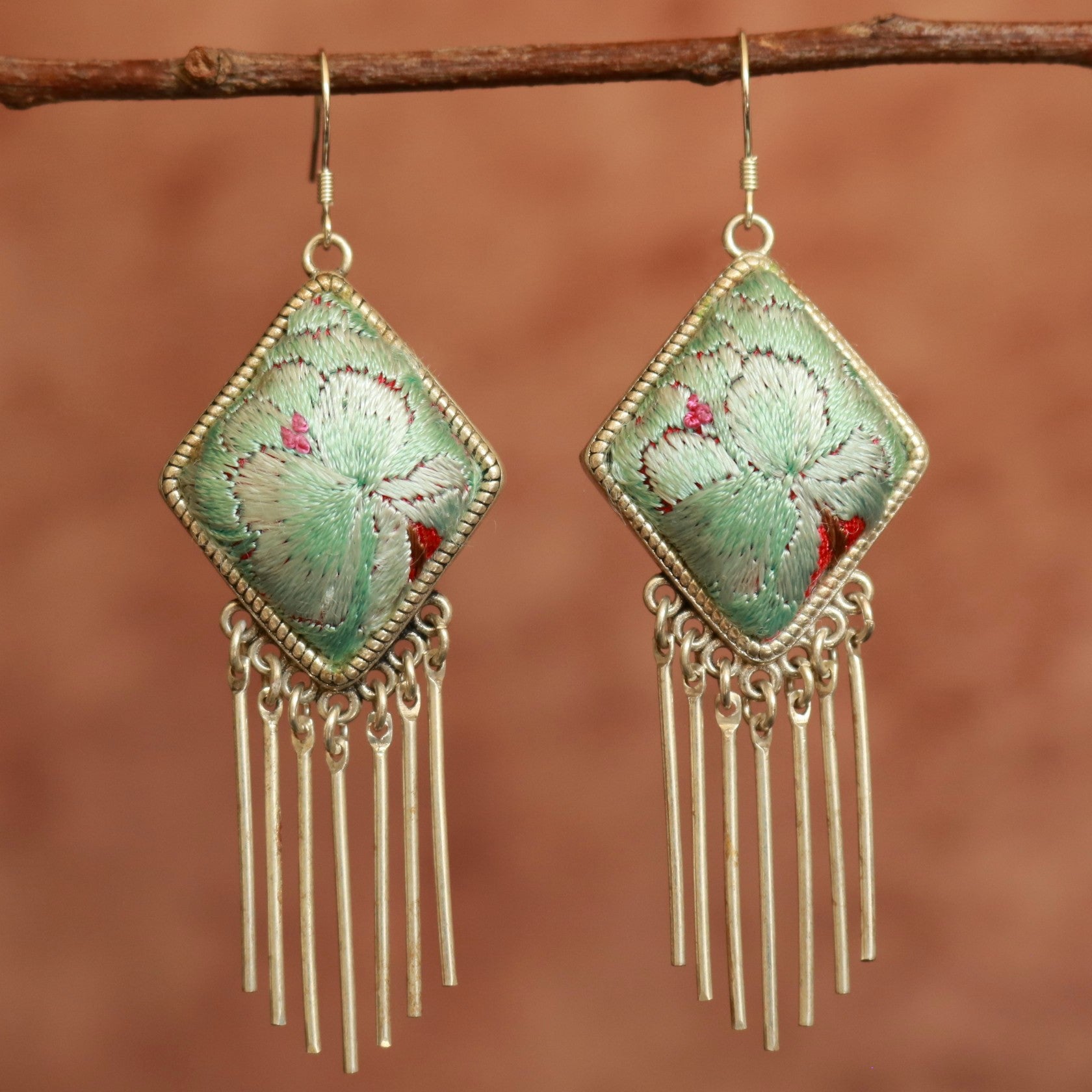 Dazzling Diva Embroidered Tassel Earrings
