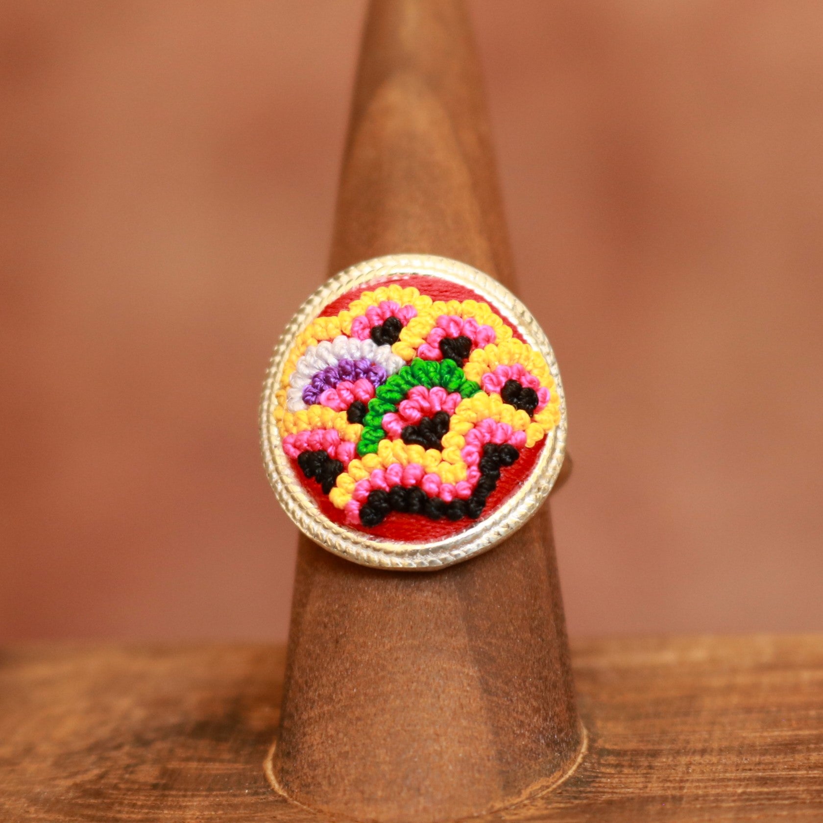 Gentle Embrace Adjustable Embroidered Ring SS 999