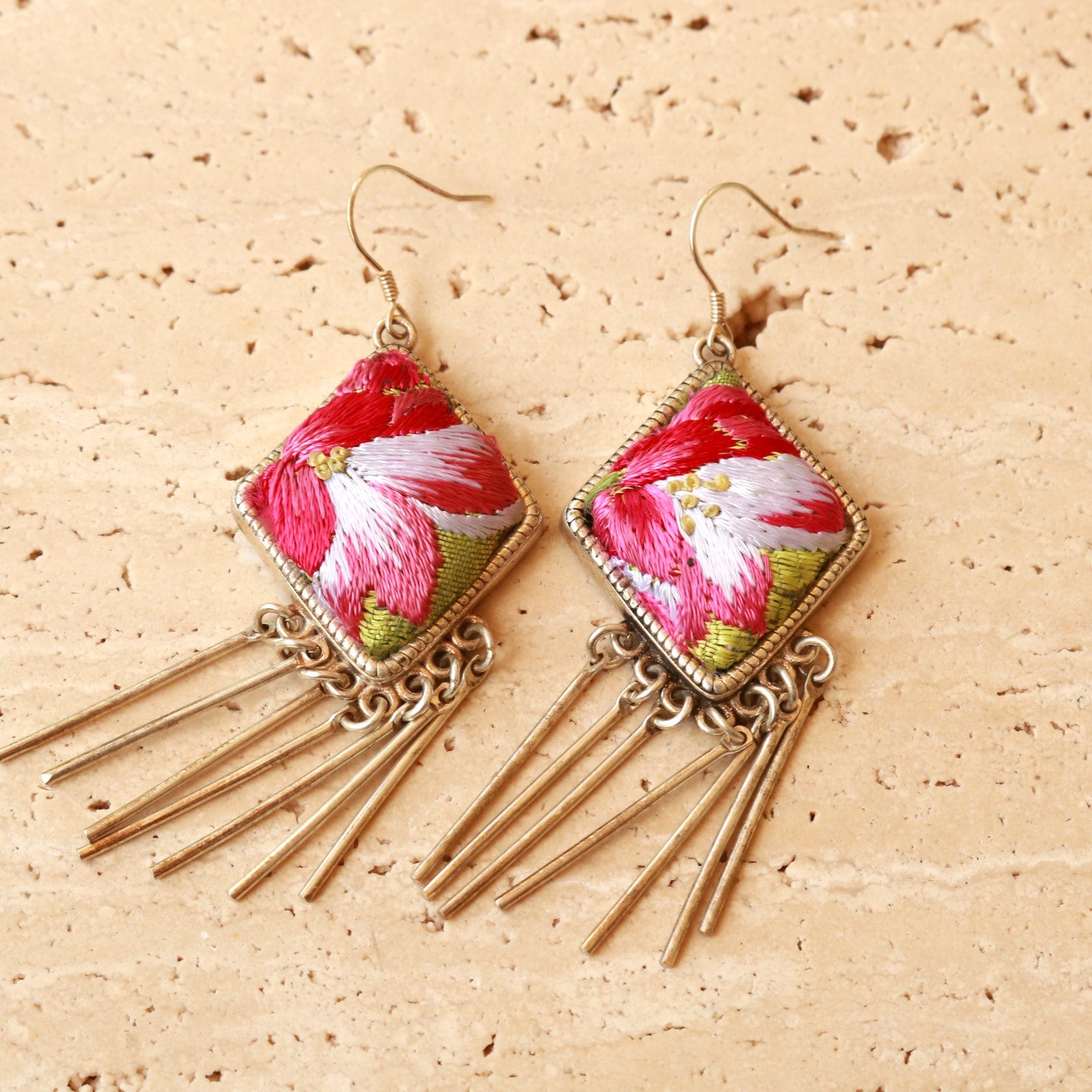 Dazzling Diva Embroidered Tassel Earrings