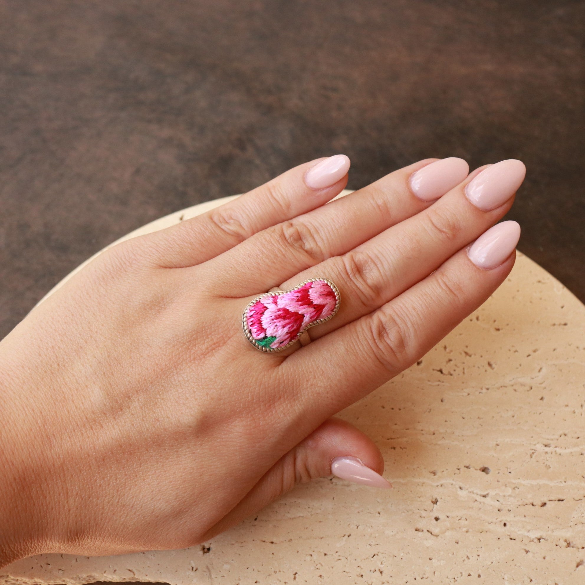 Blossom Bloom Hand Embroidered Ring