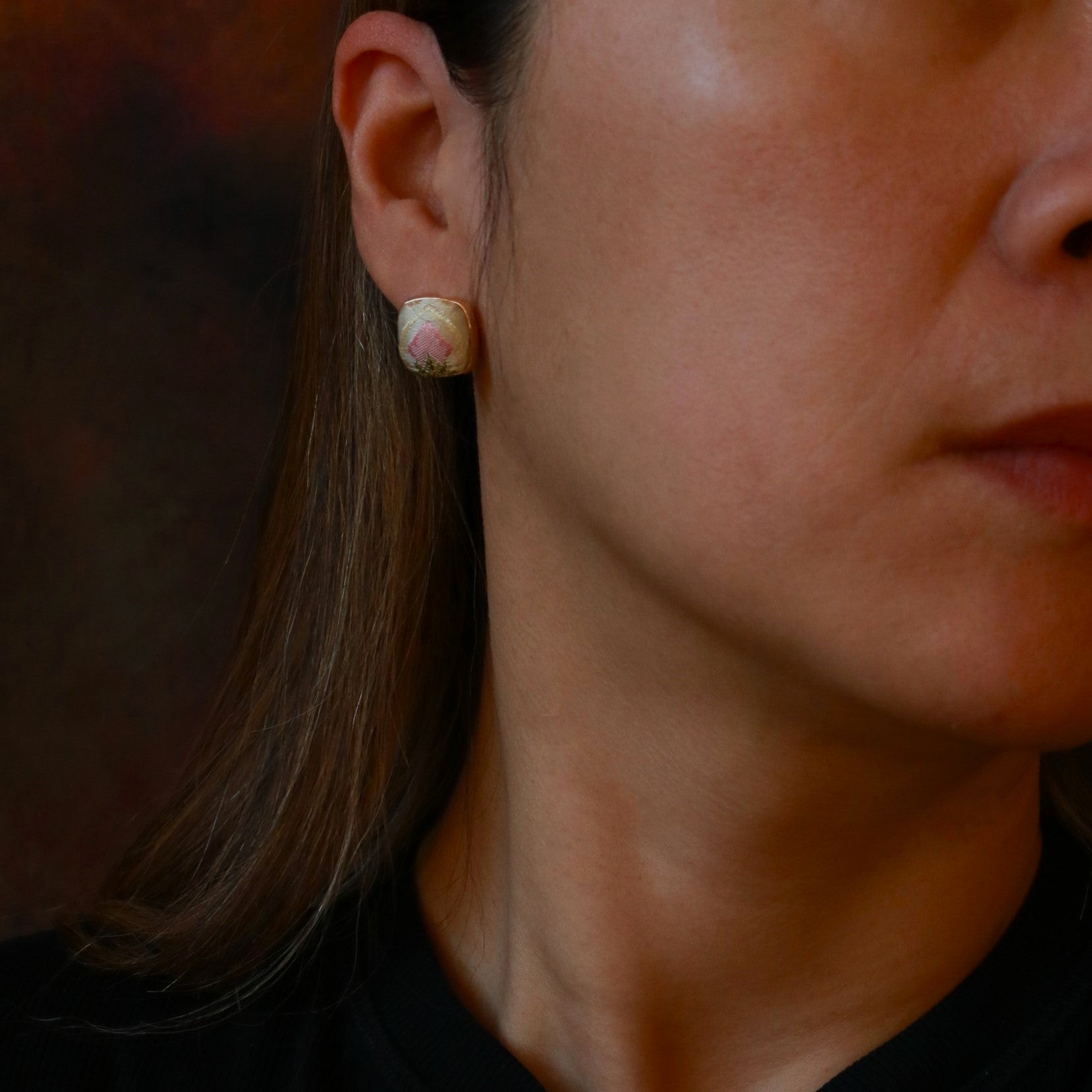 Hand Weaved Silk Hair Clip and Matching Ear Studs