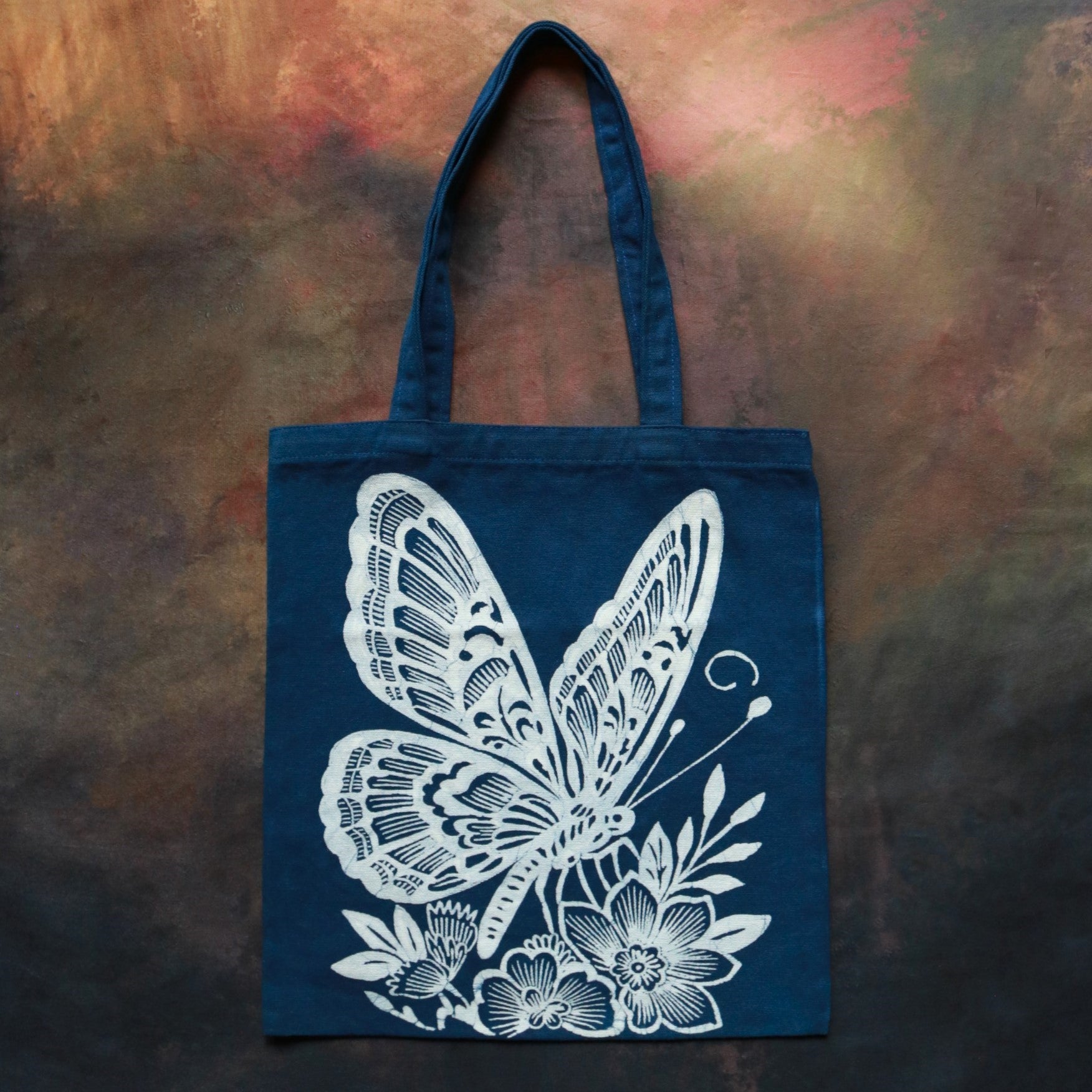 Embroidtale Canvas Bag Hand-Dyed Indigo Batik by the Ethnic Miao Tribe