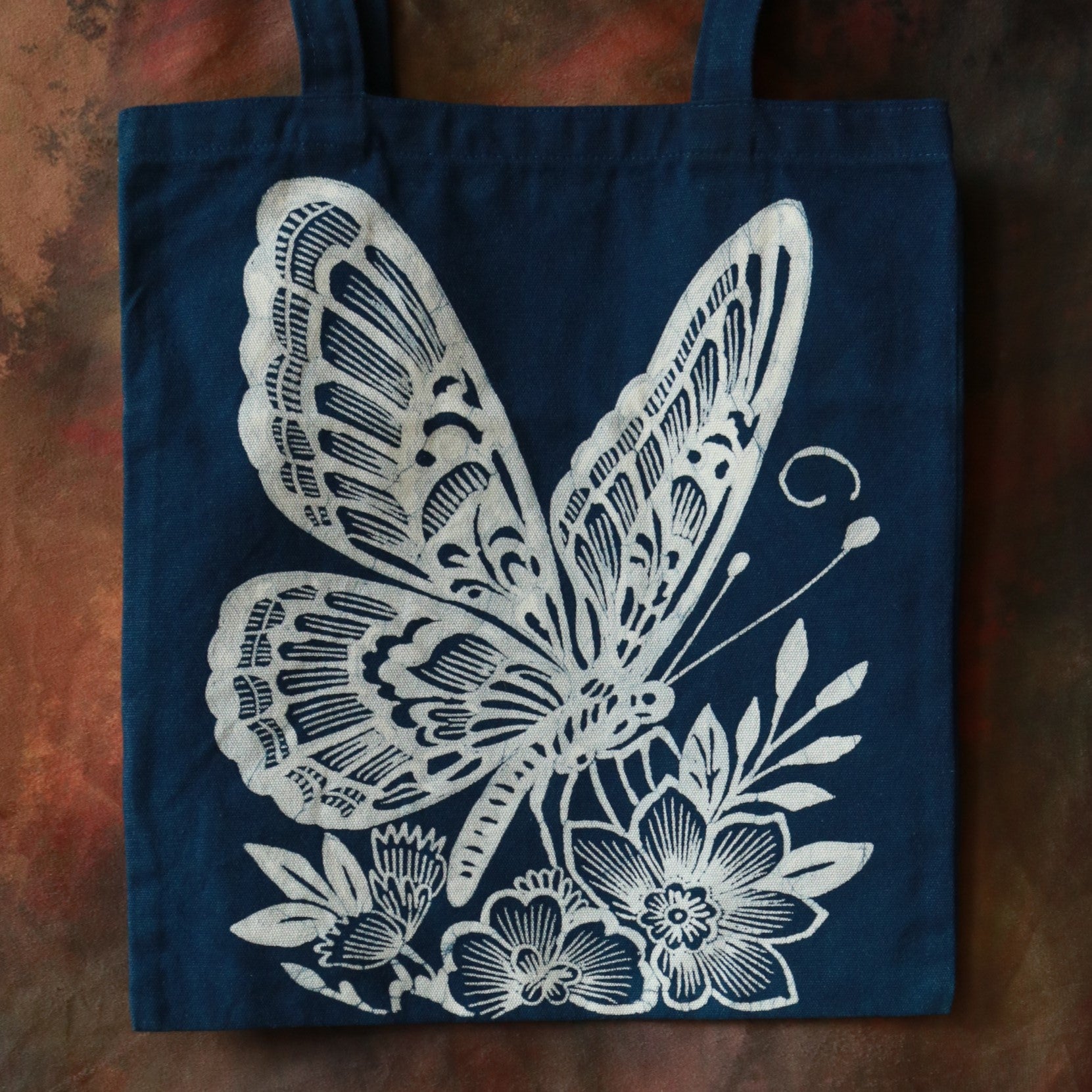 Embroidtale Canvas Bag Hand-Dyed Indigo Batik by the Ethnic Miao Tribe