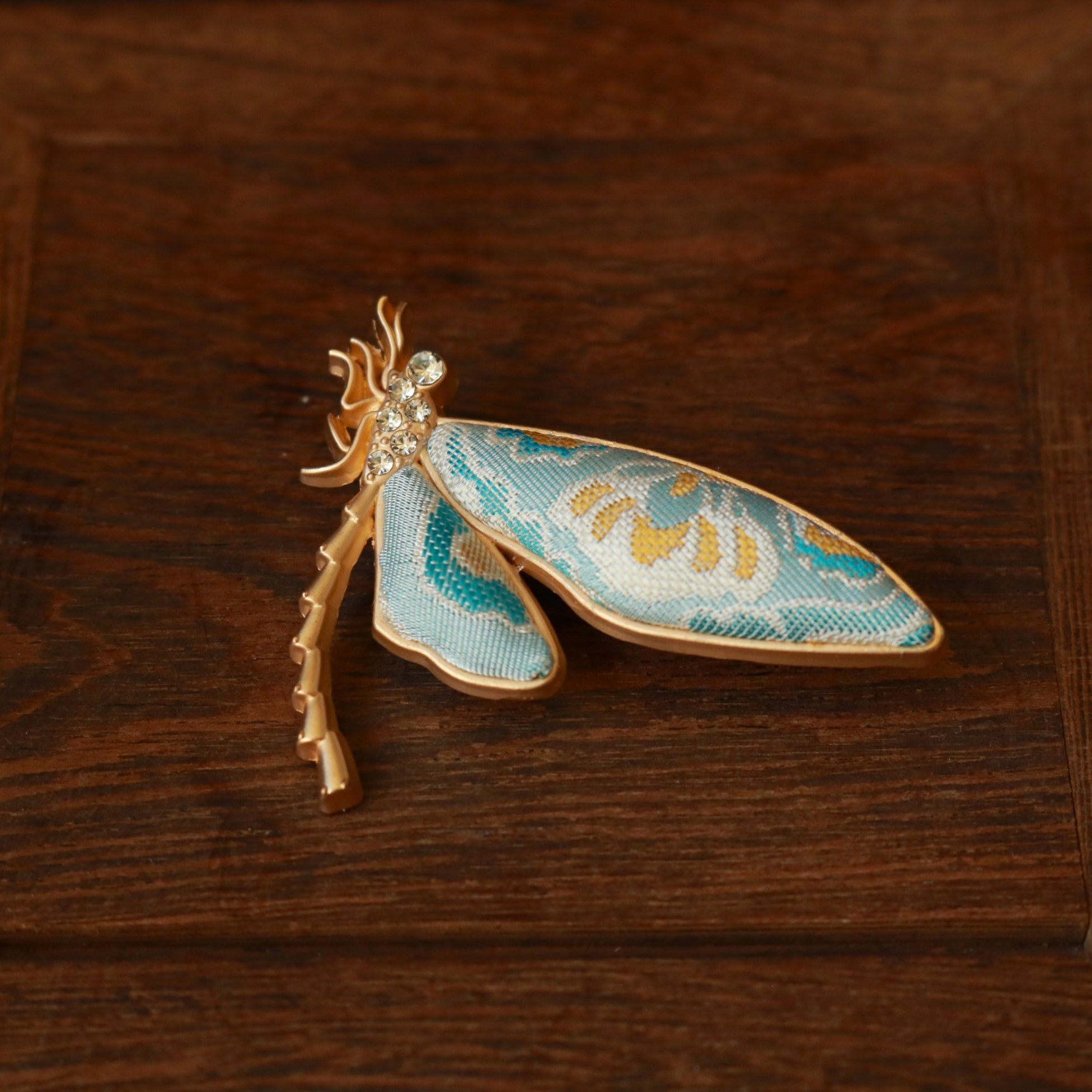 Hand Weaved Silk Hair Clip and Matching Ear Studs Butterfly Dragonfly Brooch