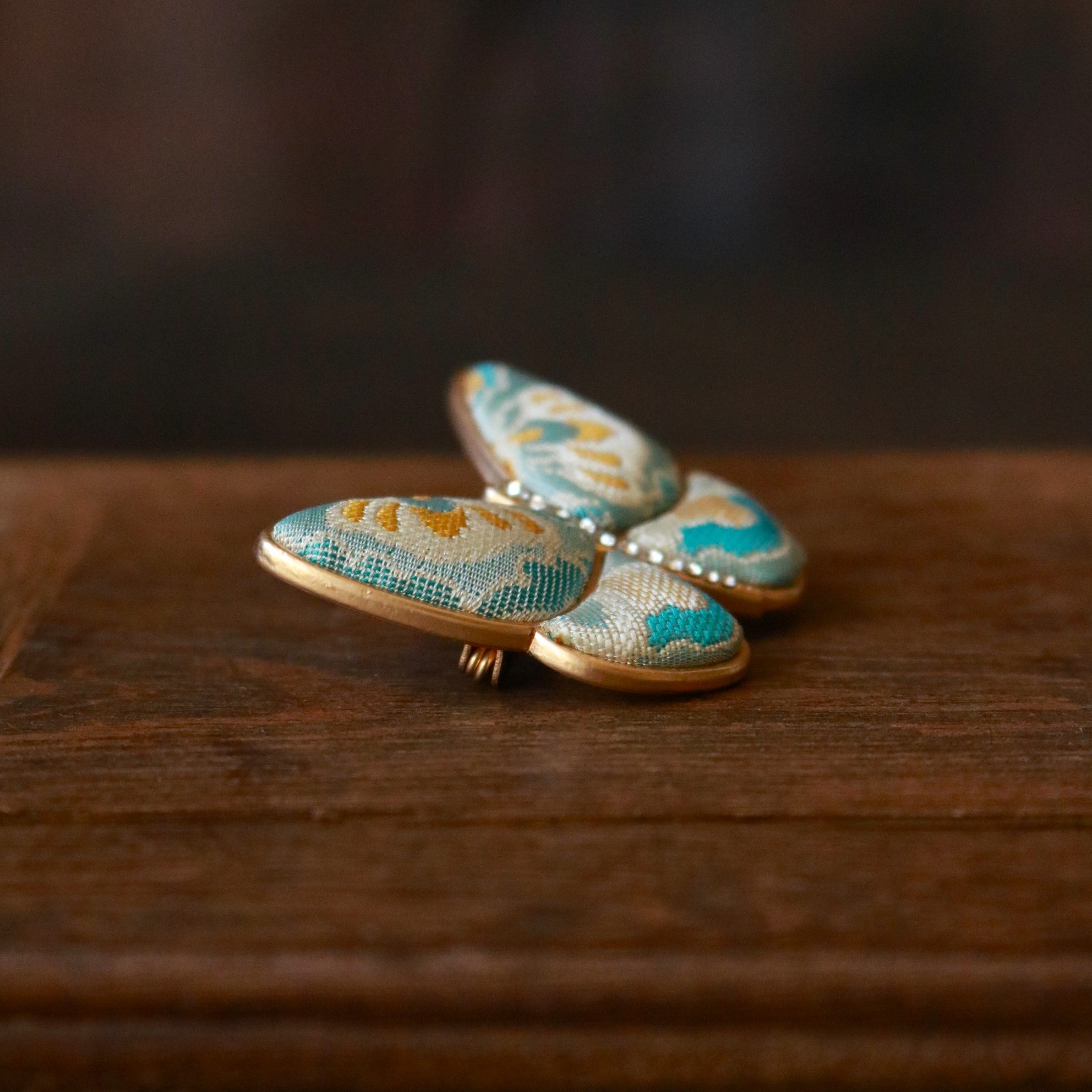 Hand Weaved Silk Hair Clip and Matching Ear Studs Butterfly Dragonfly Brooch