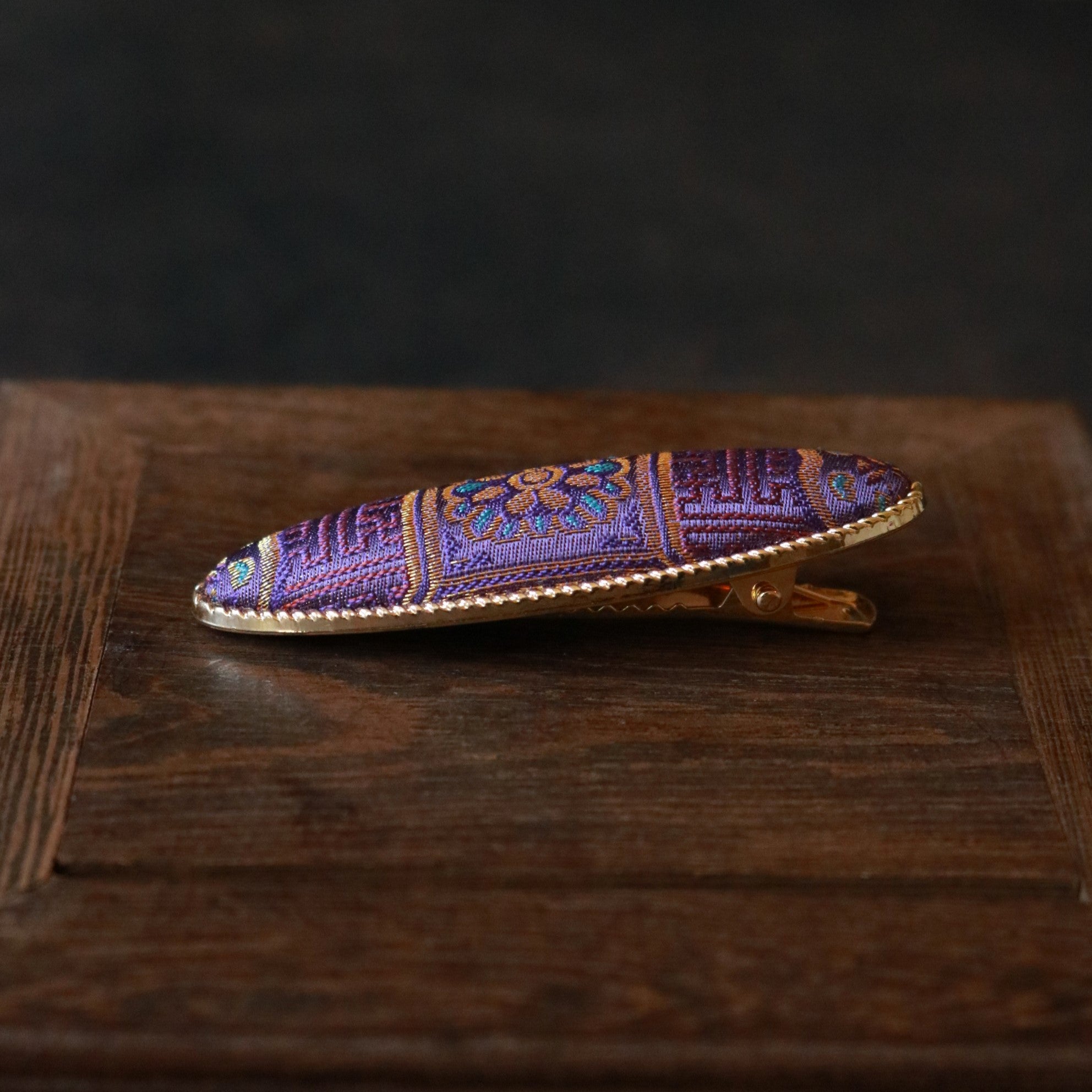 Hand Weaved Silk Hair Clip and Matching Earrings