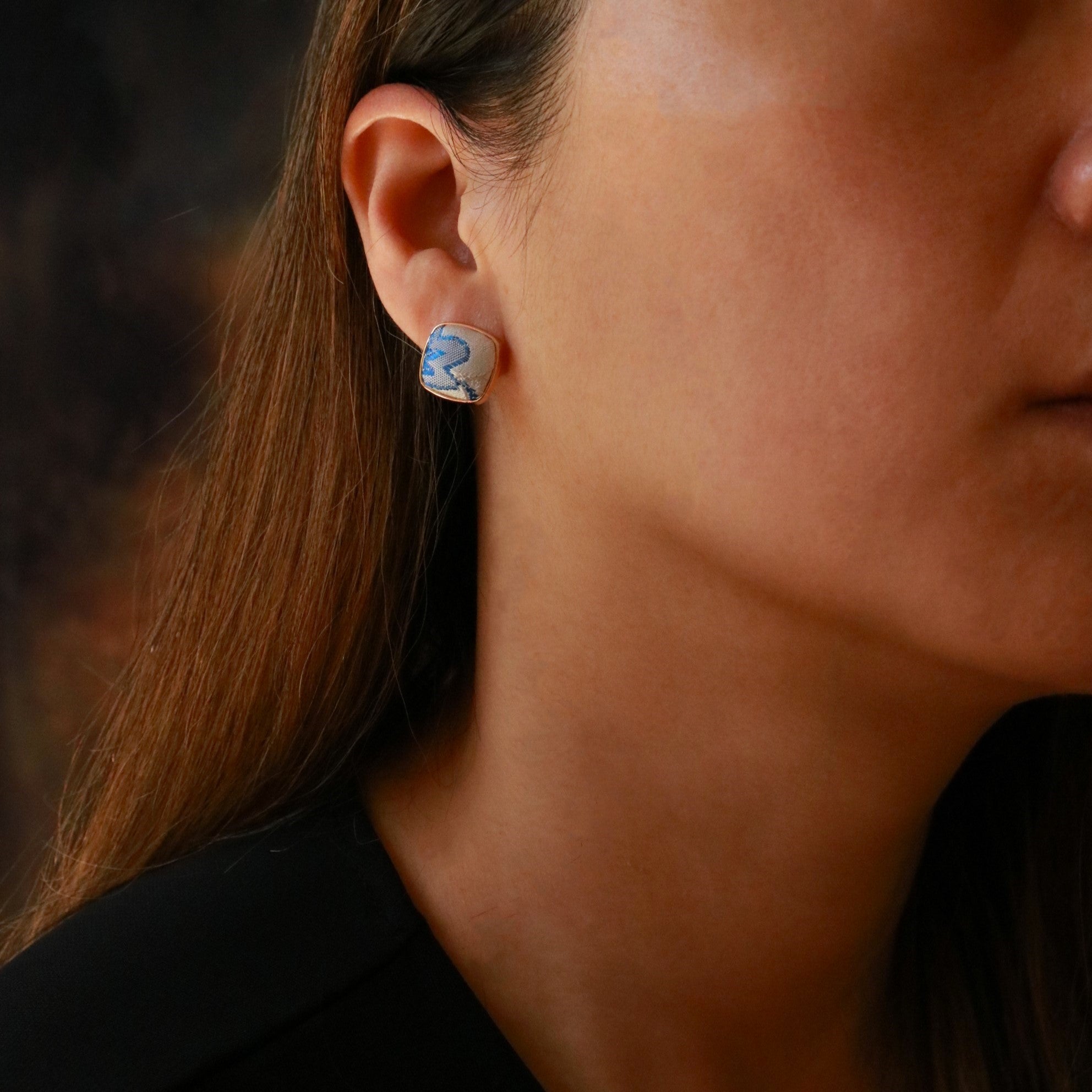 Hand Weaved Silk Hair Clip and Matching Ear Studs